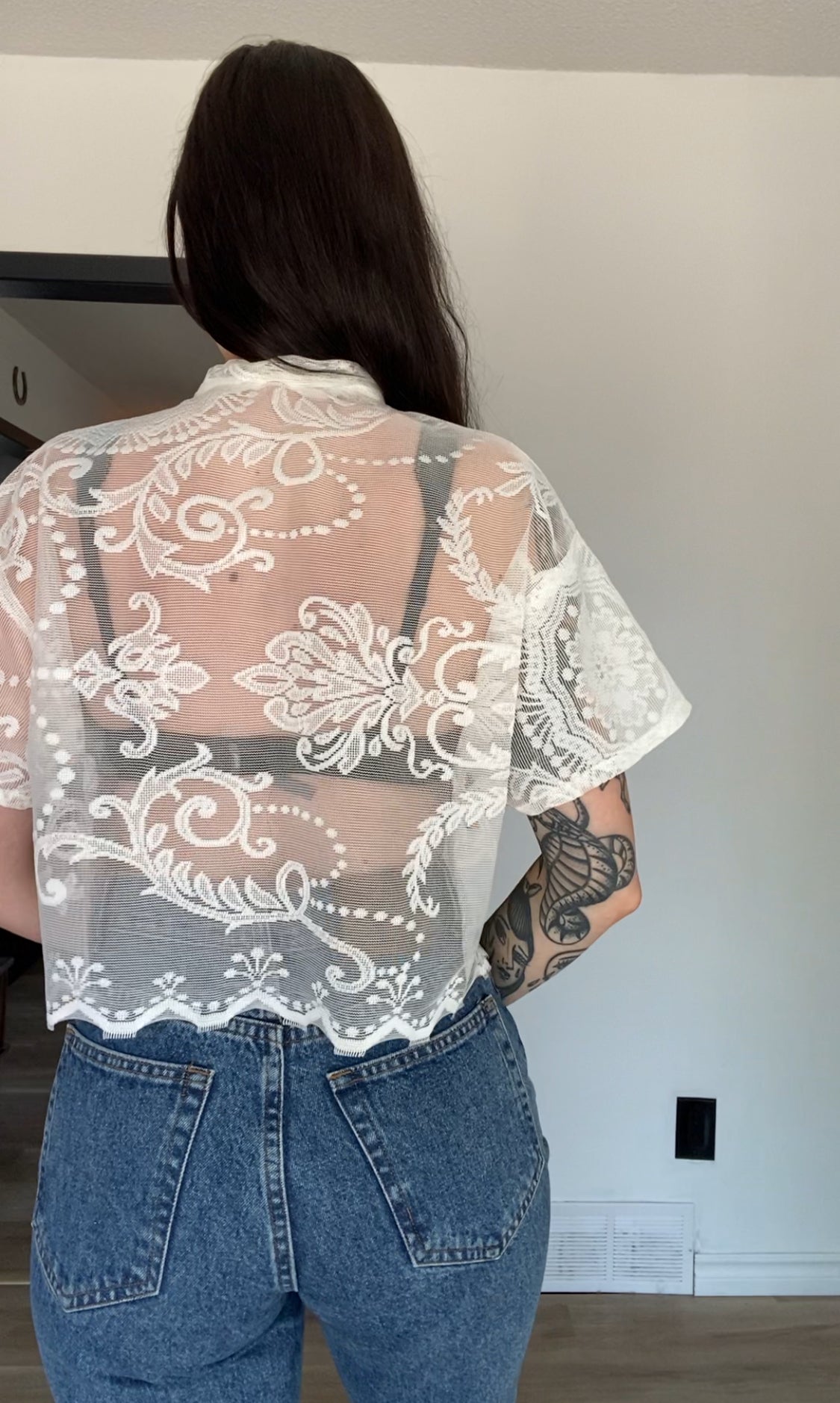 Upcycled Tie-front Lace Blouse I