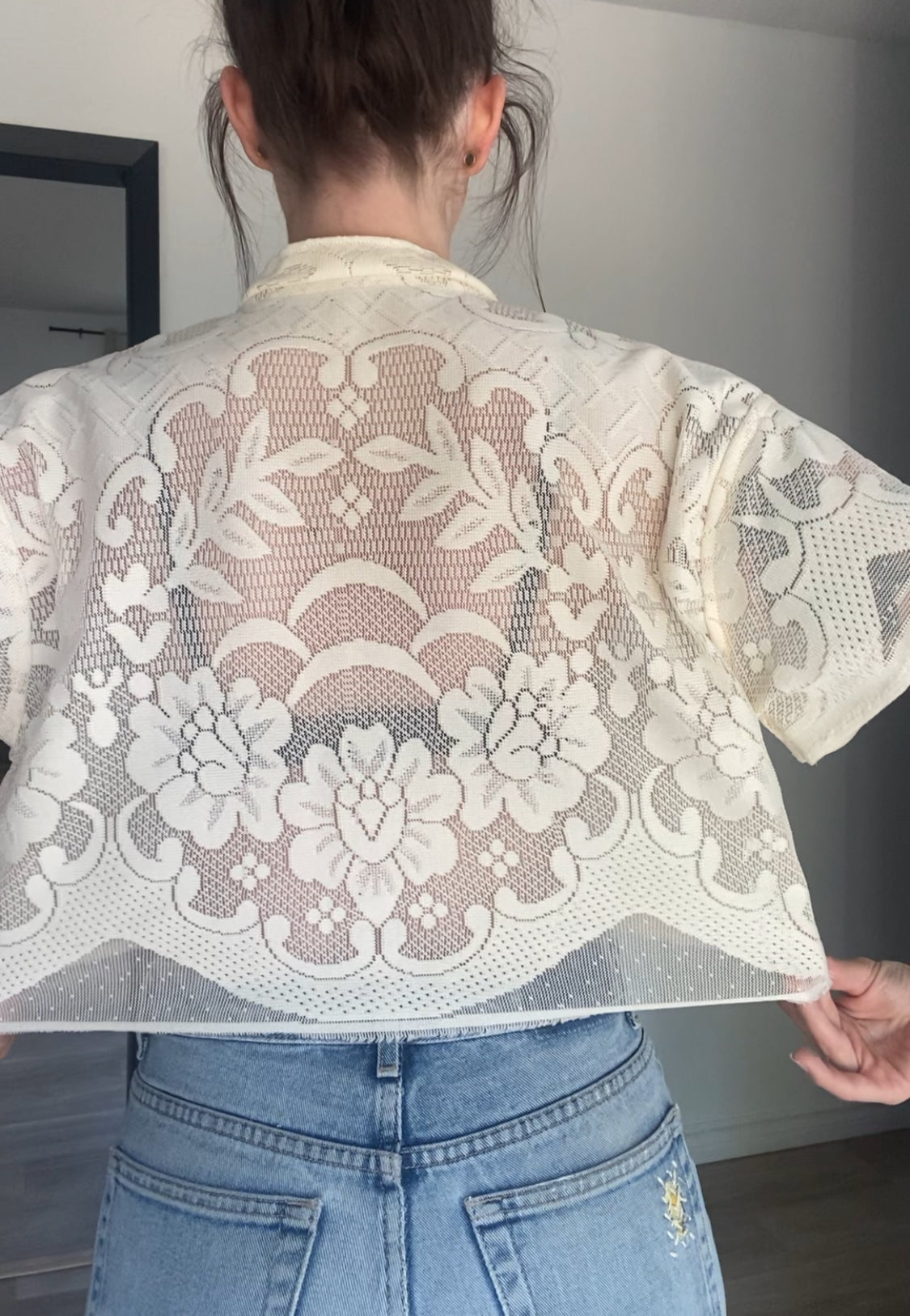 Upcycled Tie-front Lace Blouse I
