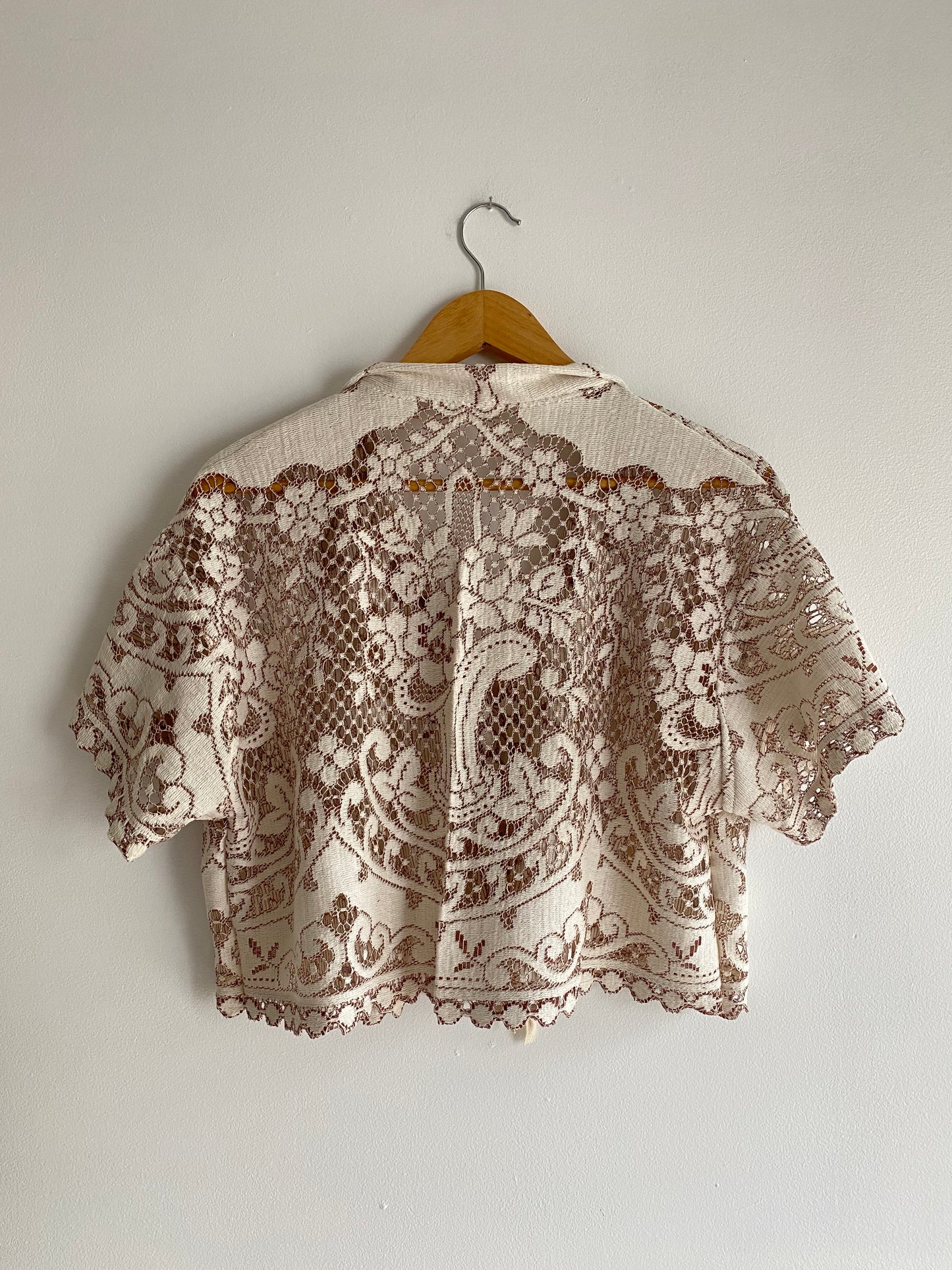 Upcycled Tie-front Lace Blouse
