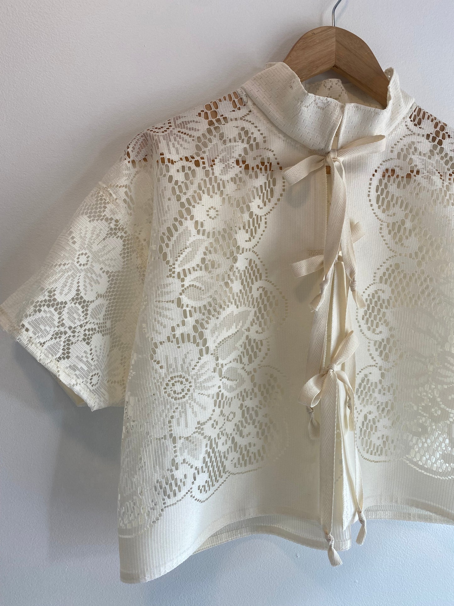 Upcycled Tie-front Lace Blouse I