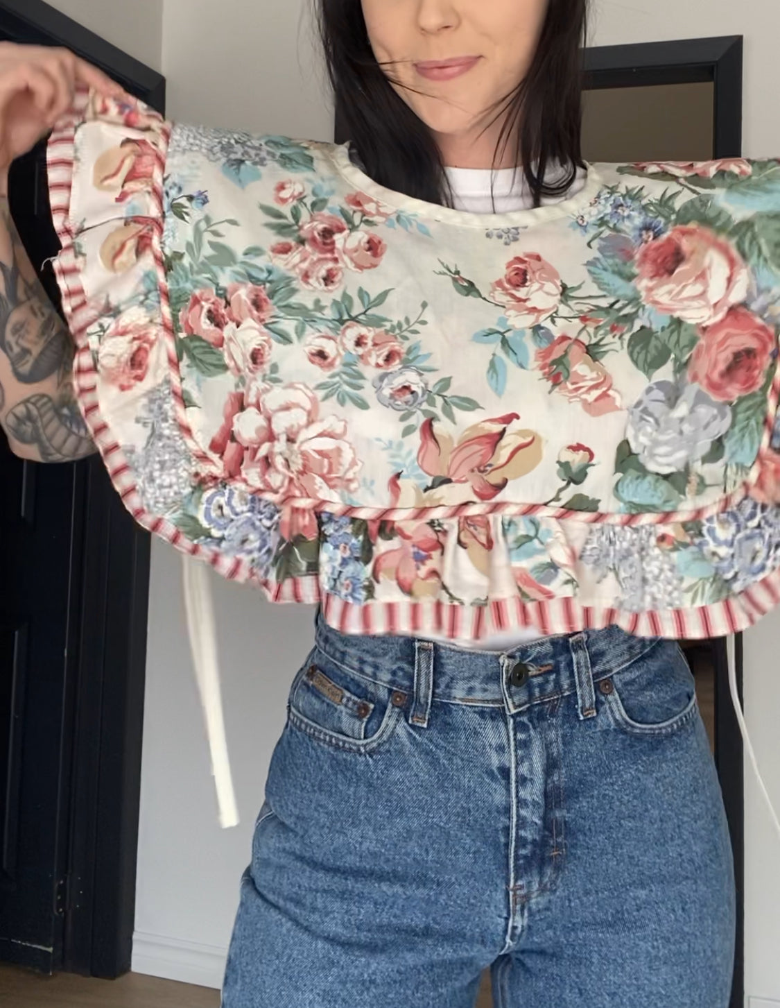 Upcycled Floral Side-tie Vest II