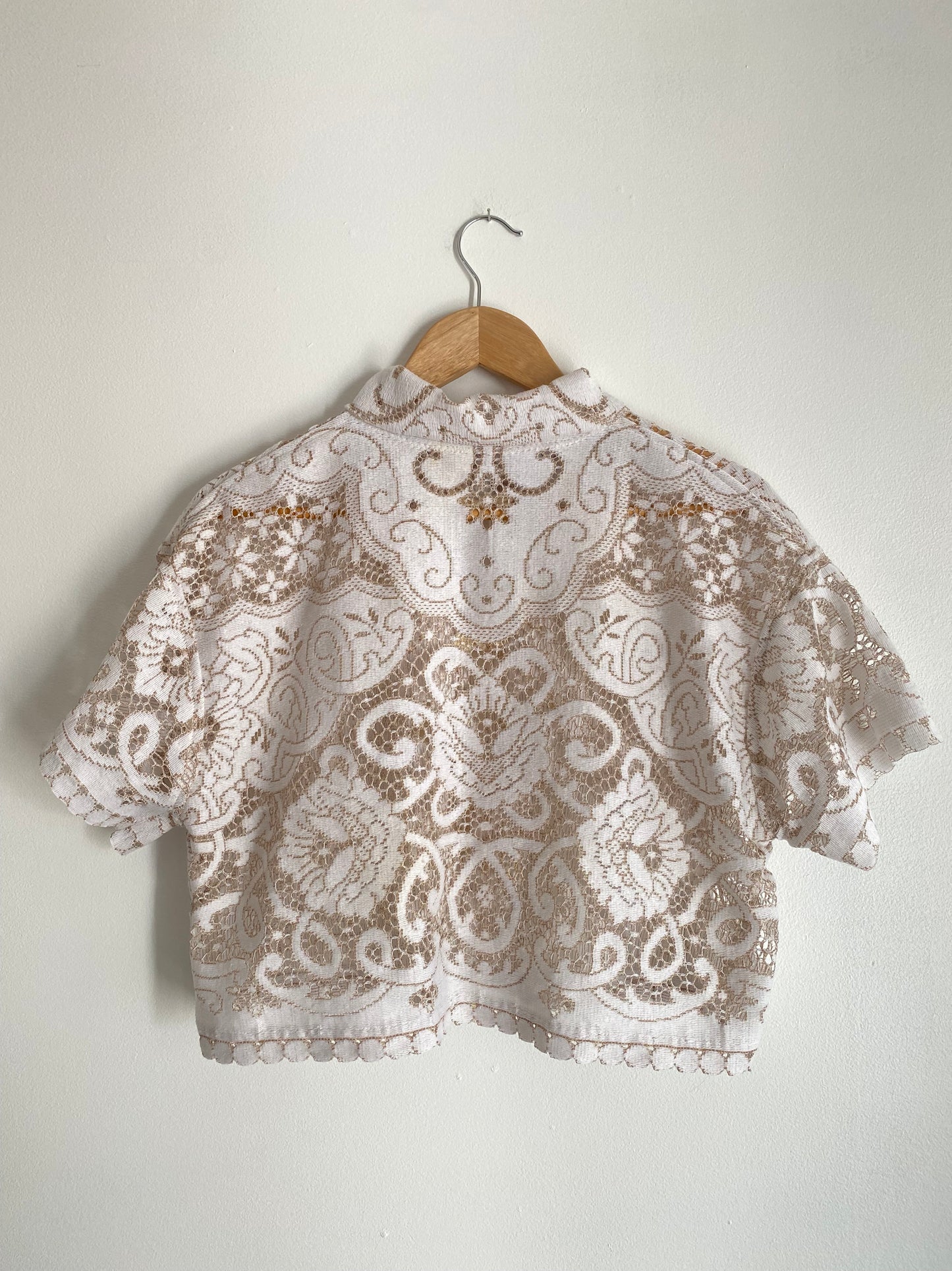 Upcycled Tie-front Lace Blouse II