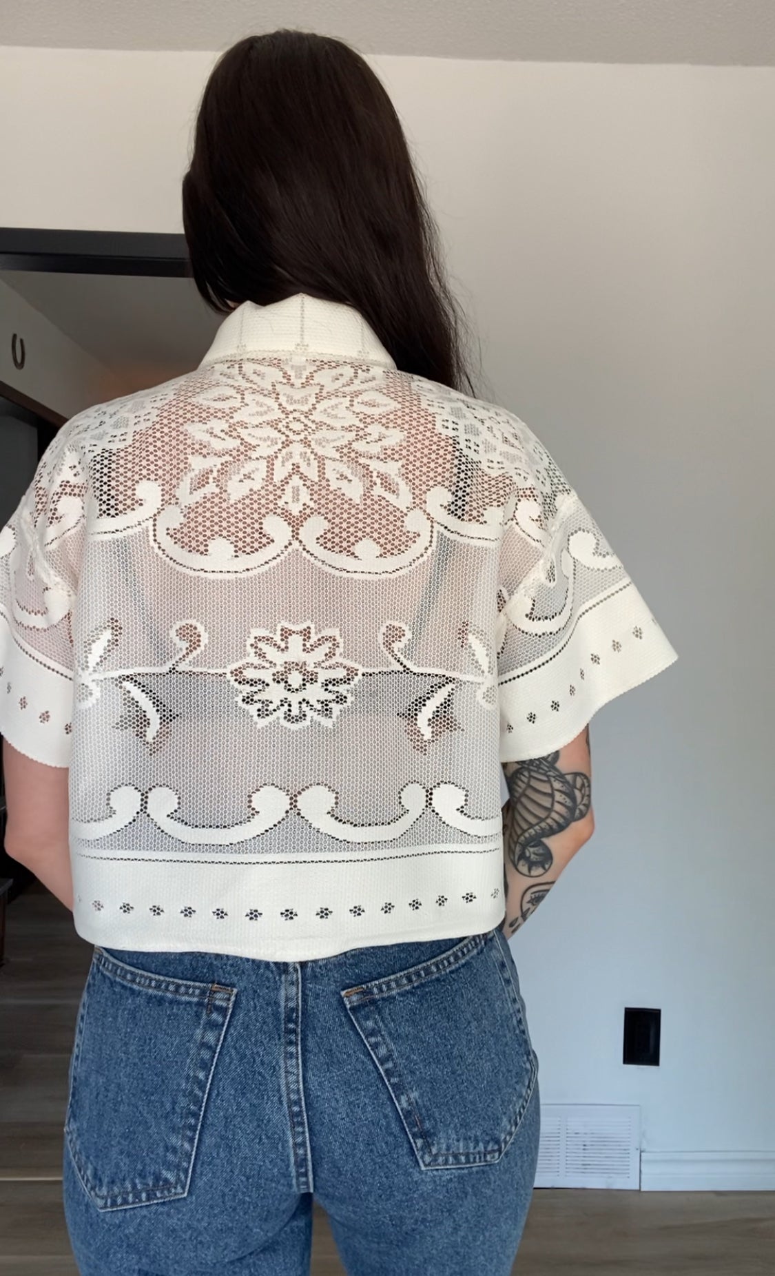 Upcycled Tie-front Lace Blouse II