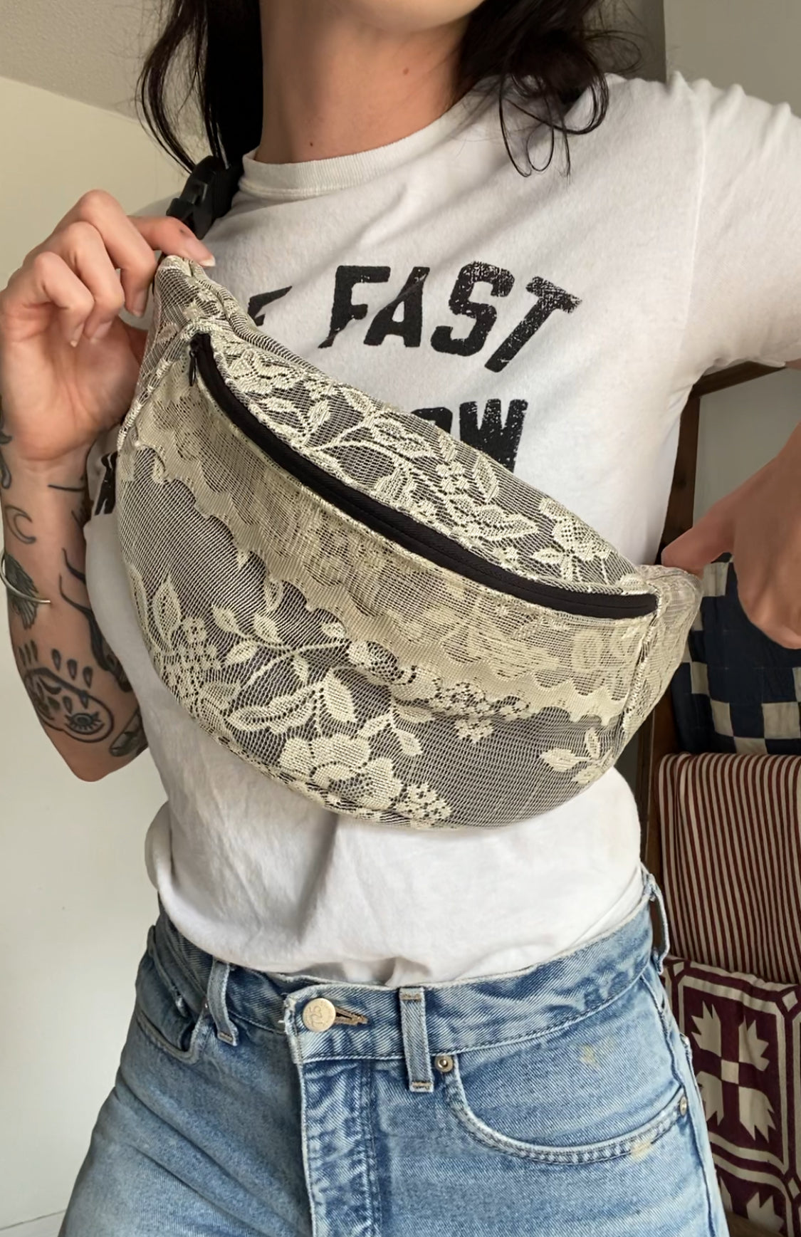 Upcycled Lace Fanny Pack