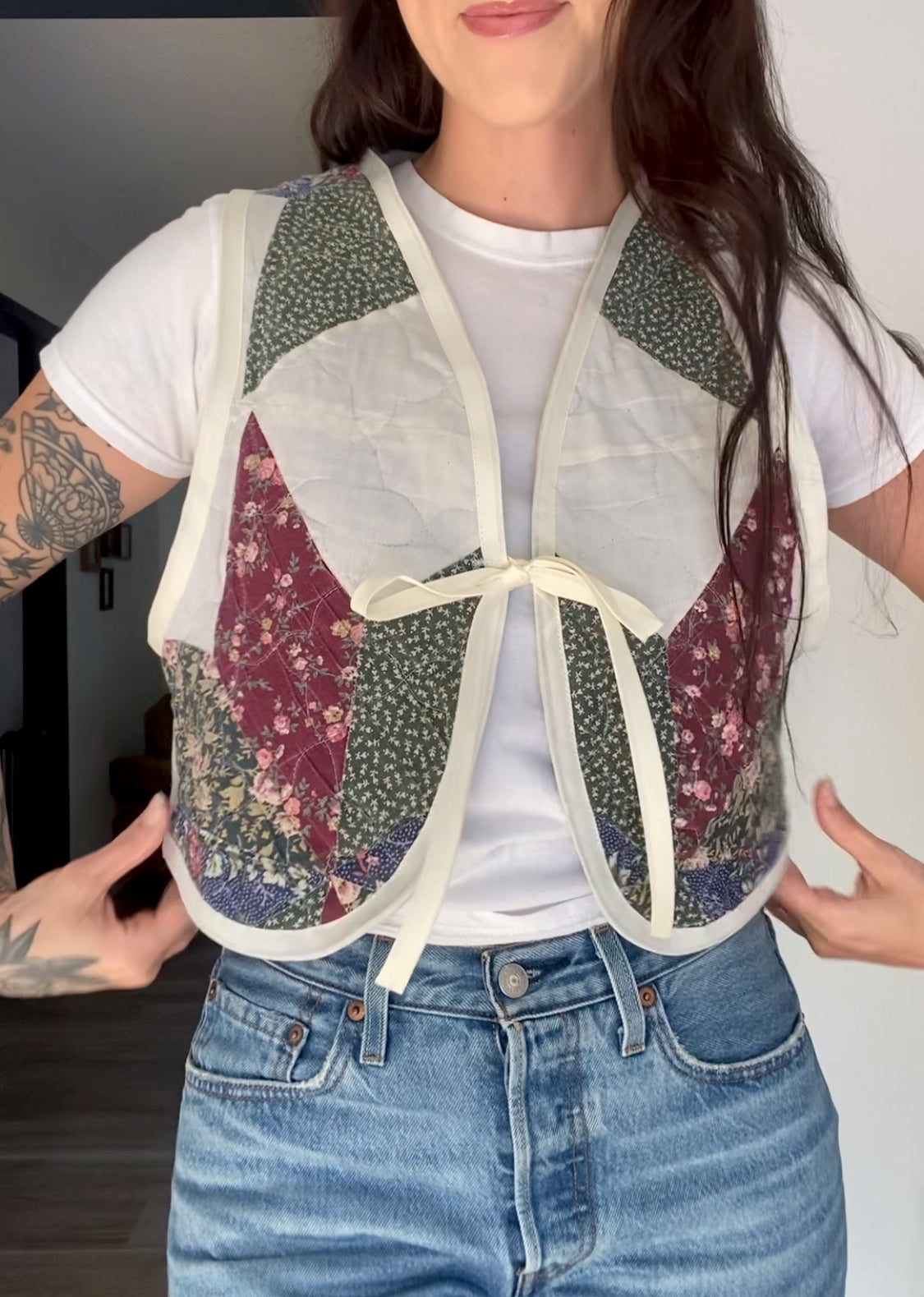 Upcycled Tie-front Quilt Vest