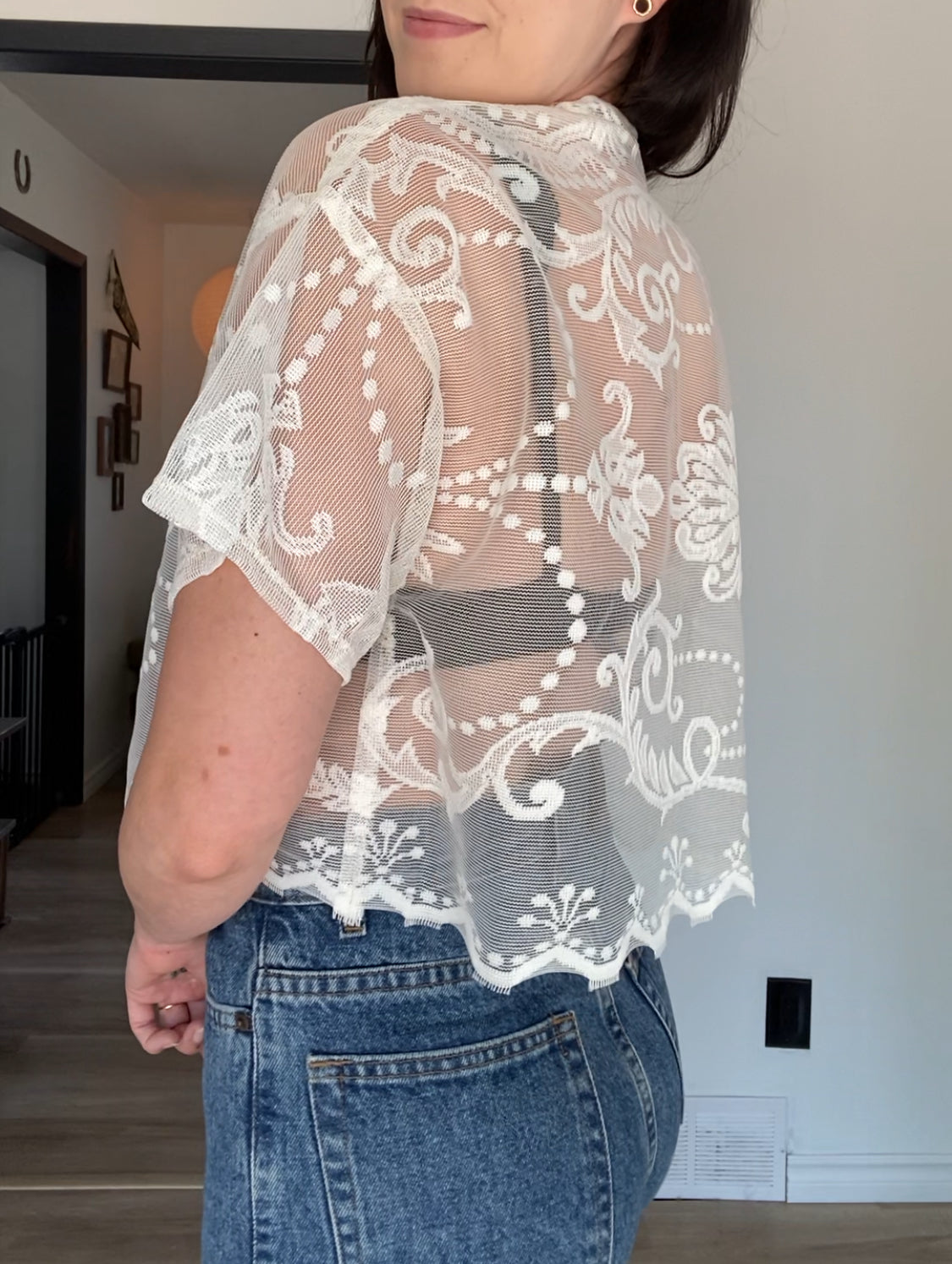 Upcycled Tie-front Lace Blouse I