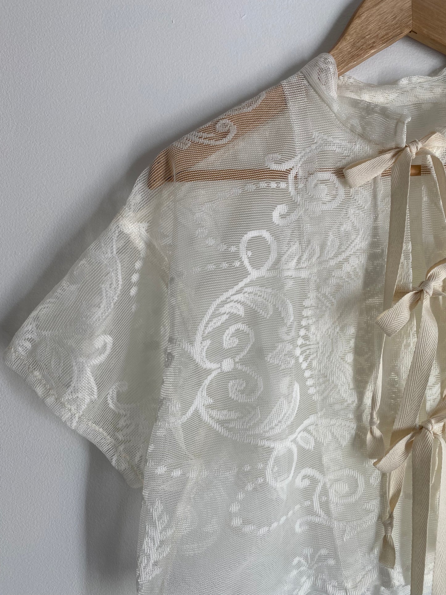 Upcycled Tie-front Lace Blouse I
