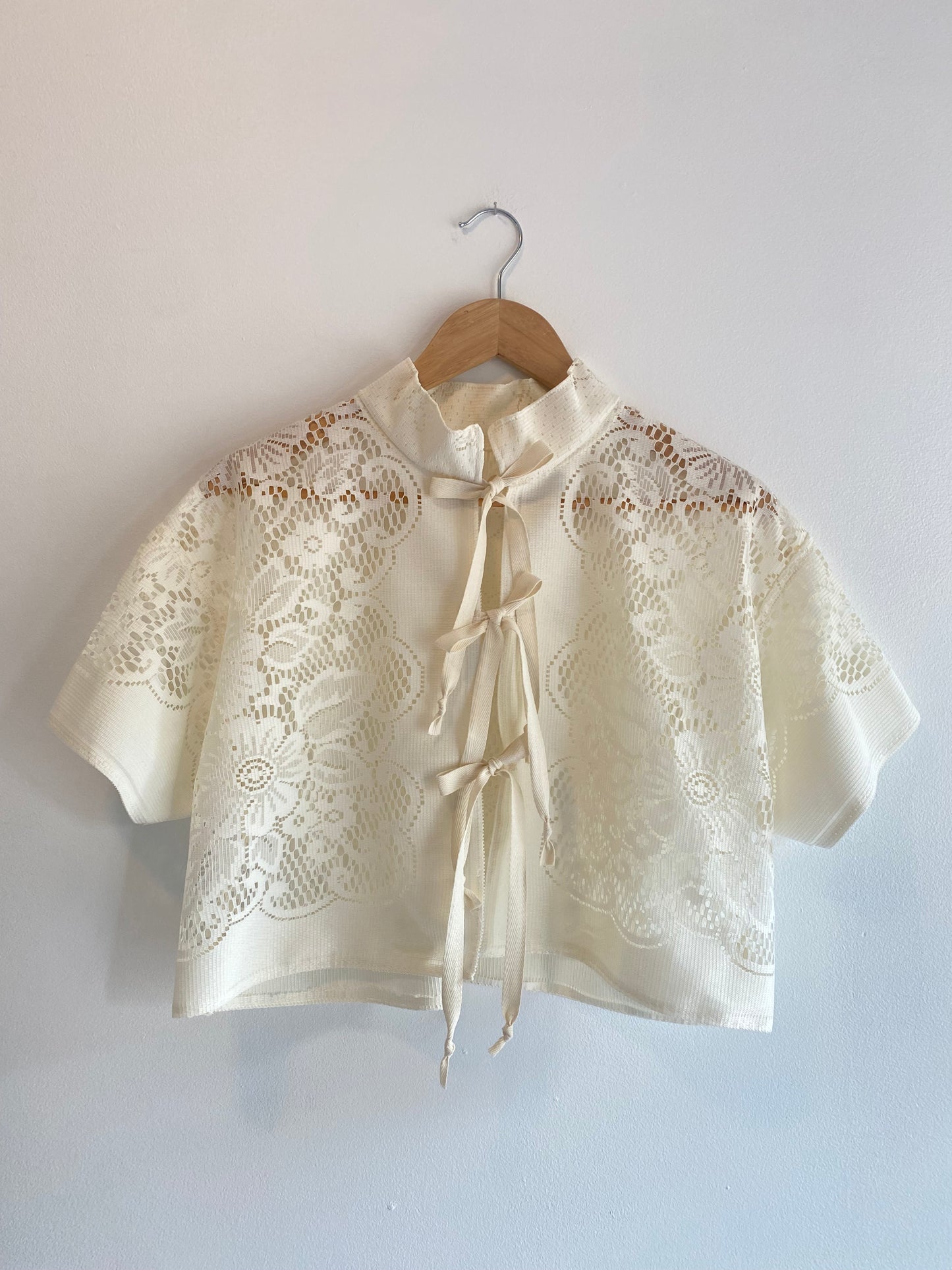 Upcycled Tie-front Lace Blouse II