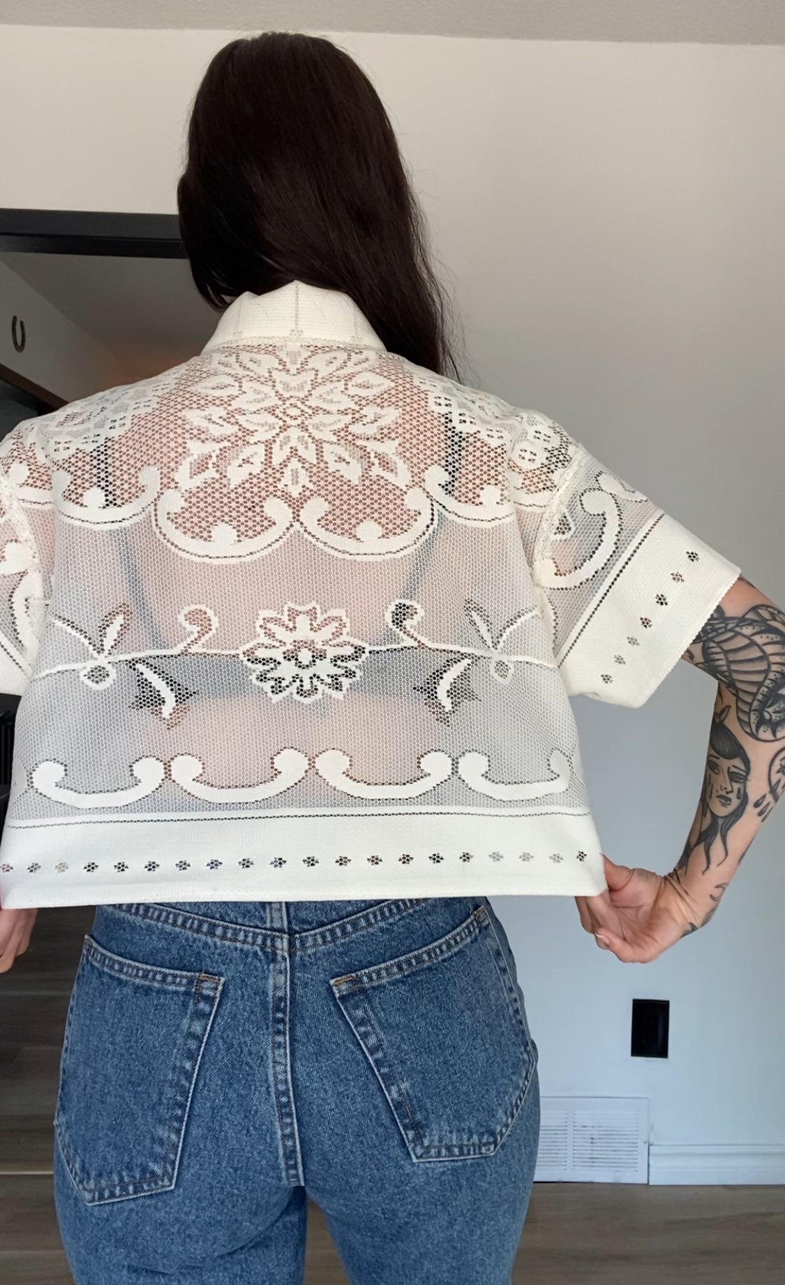 Upcycled Tie-front Lace Blouse II