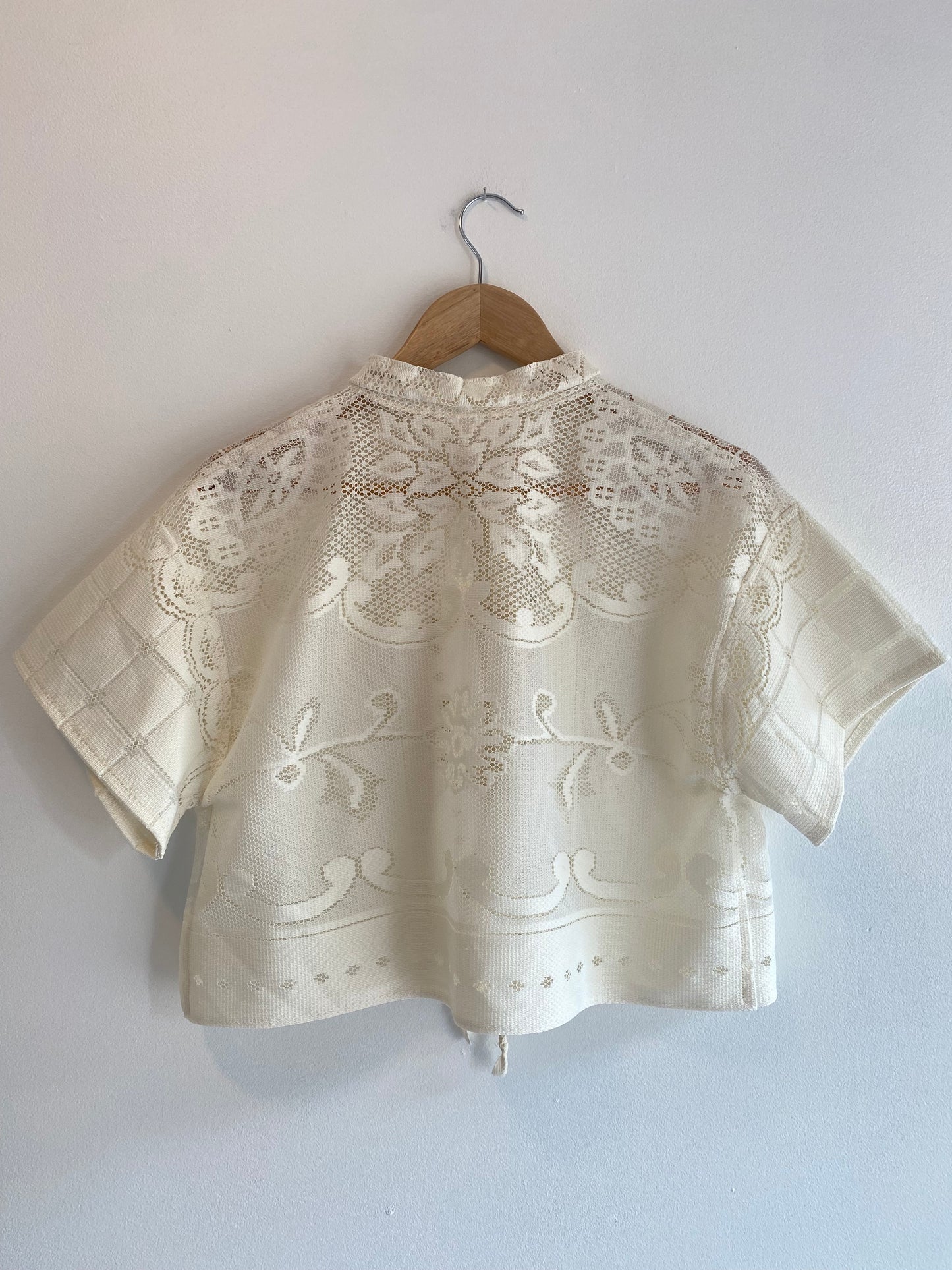 Upcycled Tie-front Lace Blouse I