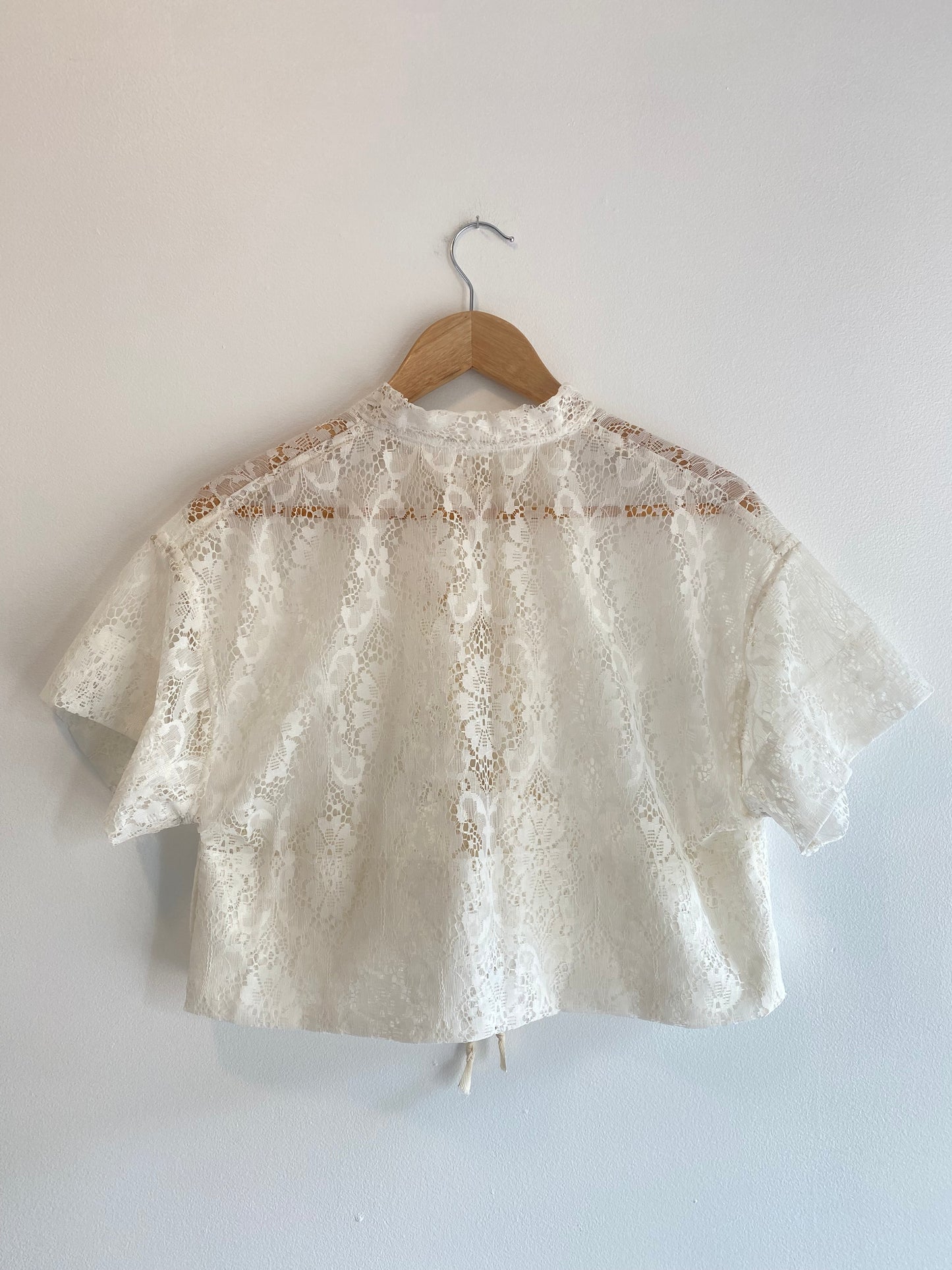 Upcycled Tie-front Lace Blouse