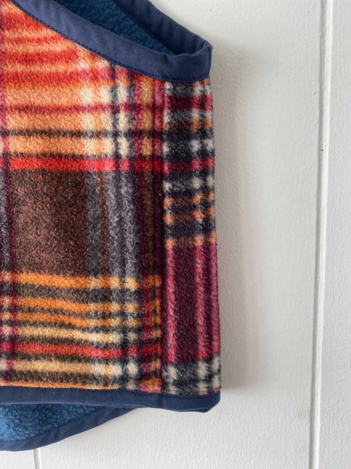 S/M Upcycled Plaid Fleece Vest
