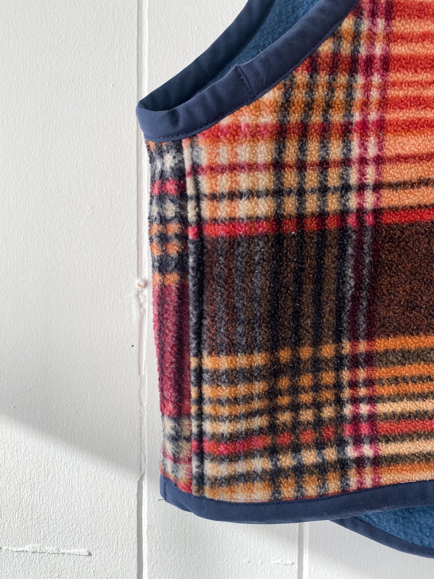 S/M Upcycled Plaid Fleece Vest