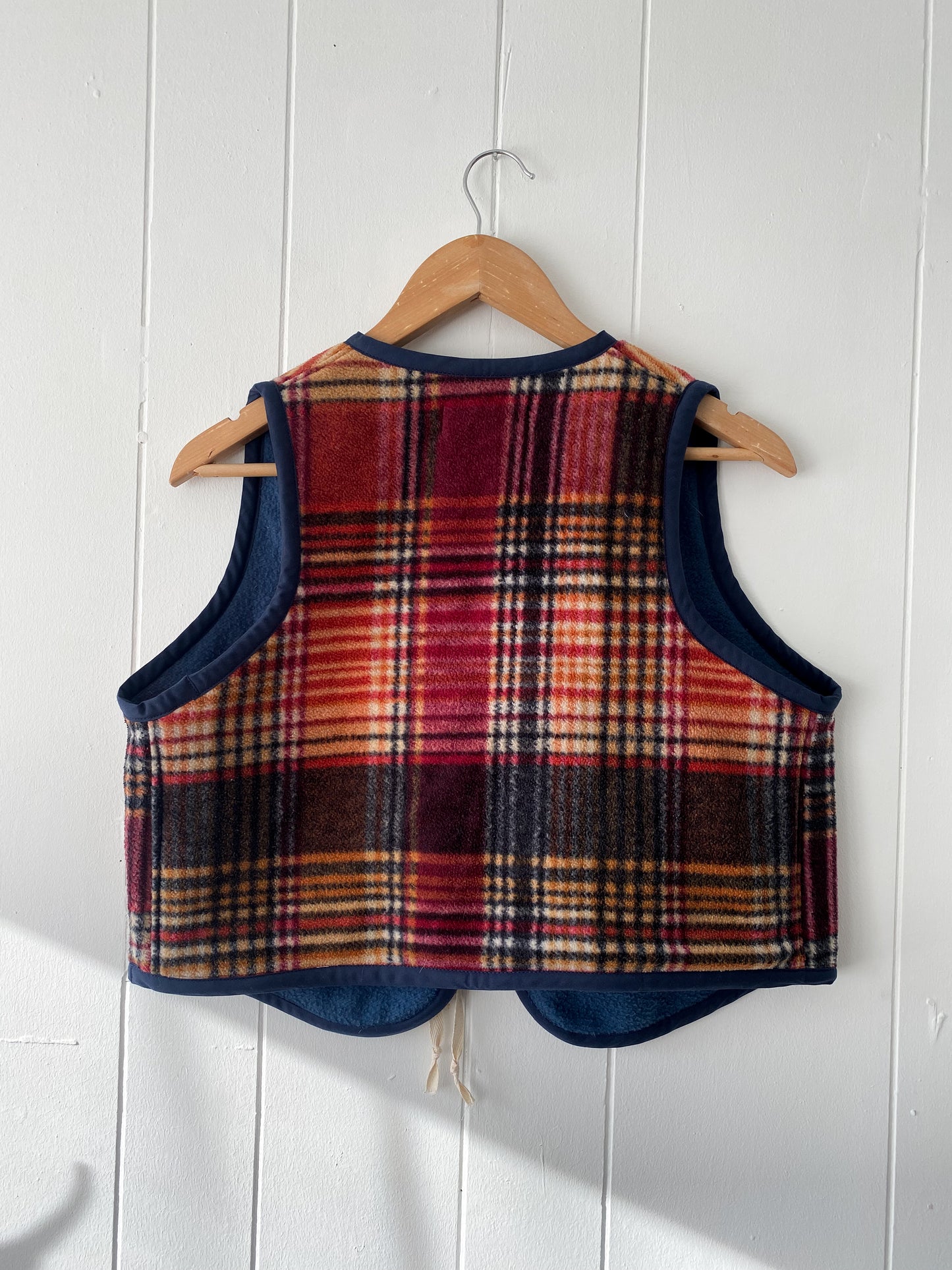 S/M Upcycled Plaid Fleece Vest