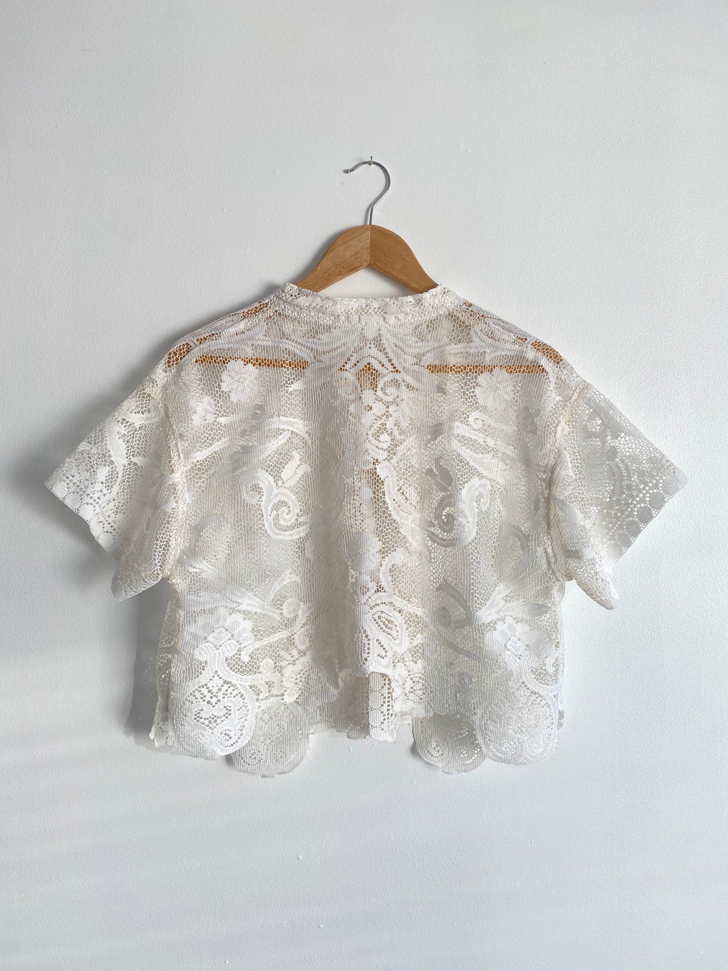 Upcycled Tie-front Lace Blouse