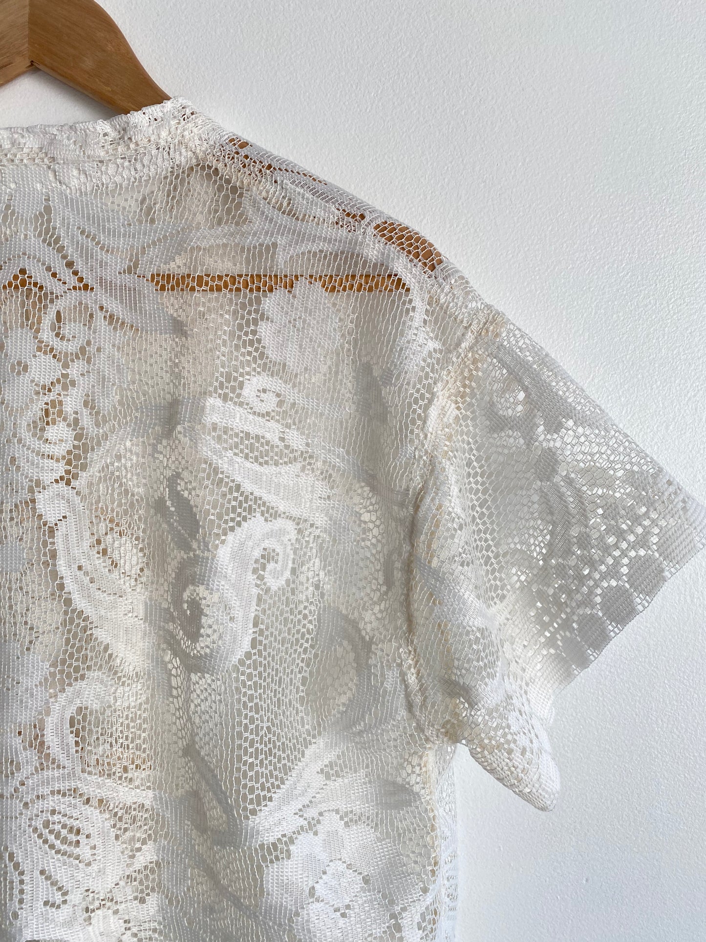 Upcycled Tie-front Lace Blouse