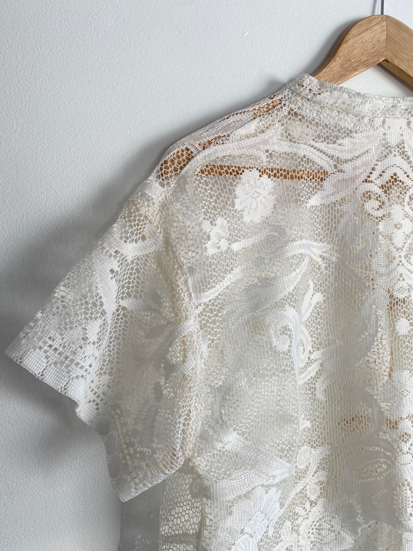 Upcycled Tie-front Lace Blouse