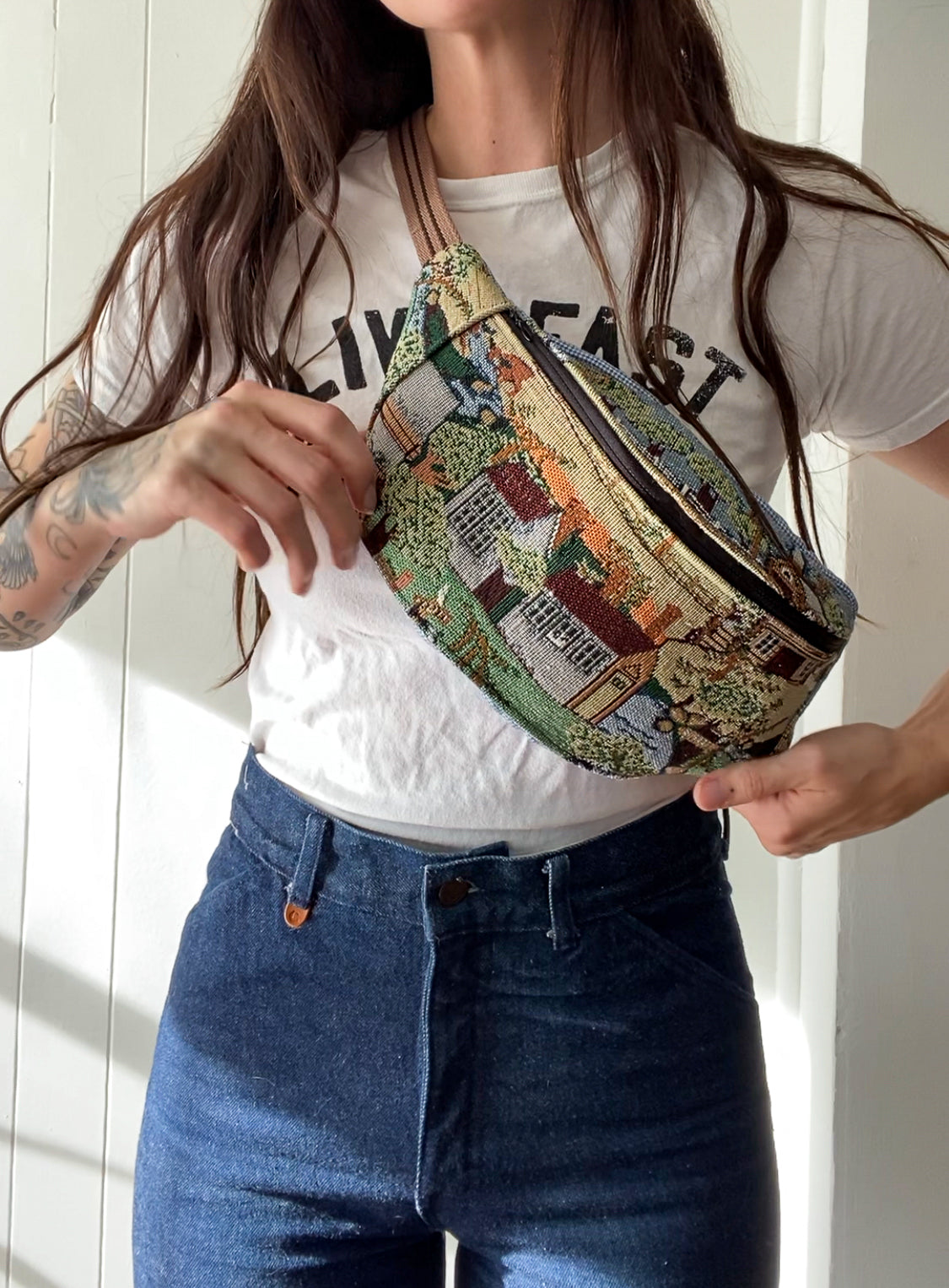 Upycled Village Fanny Pack with X-Long strap