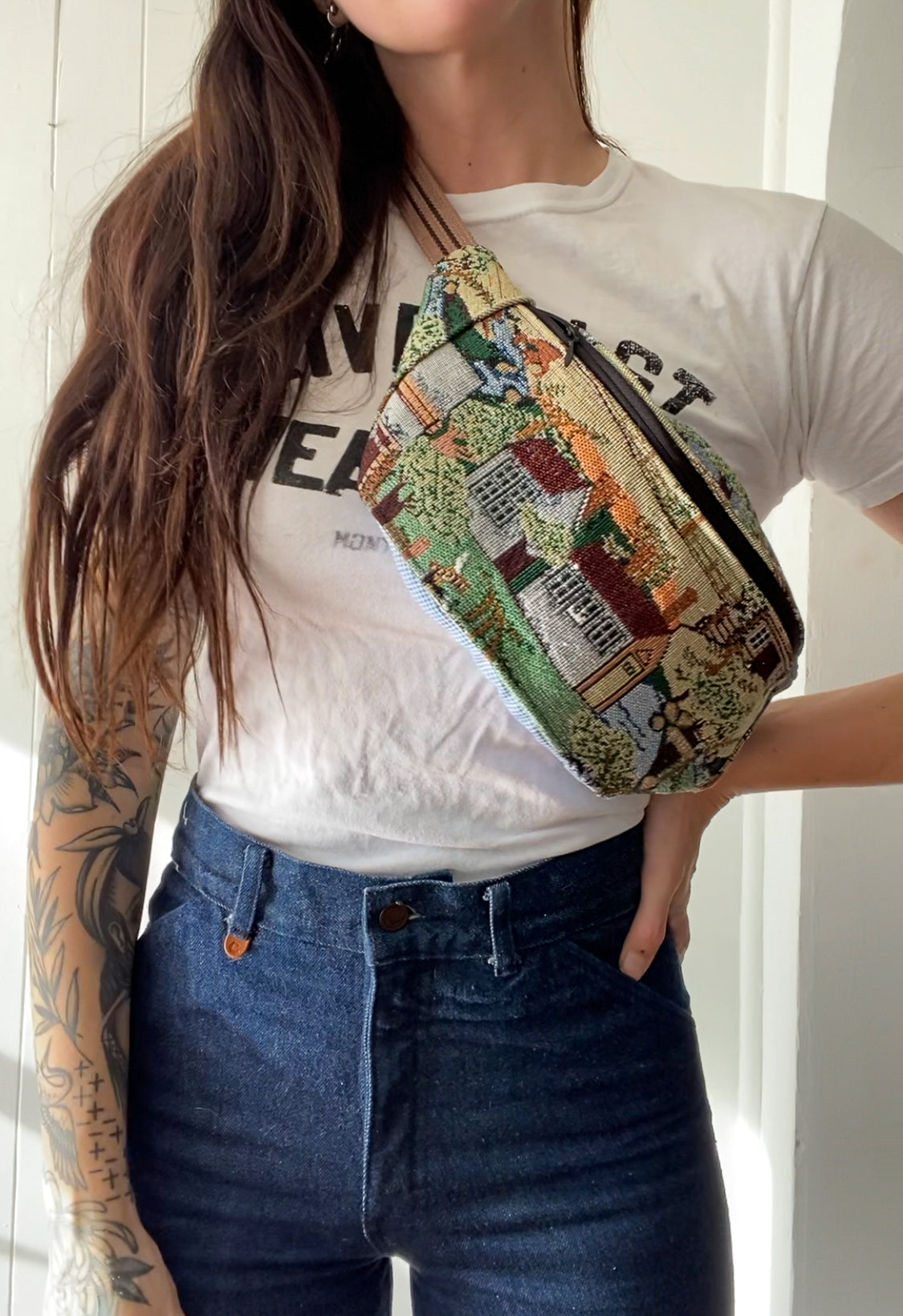 Upycled Village Fanny Pack with X-Long strap