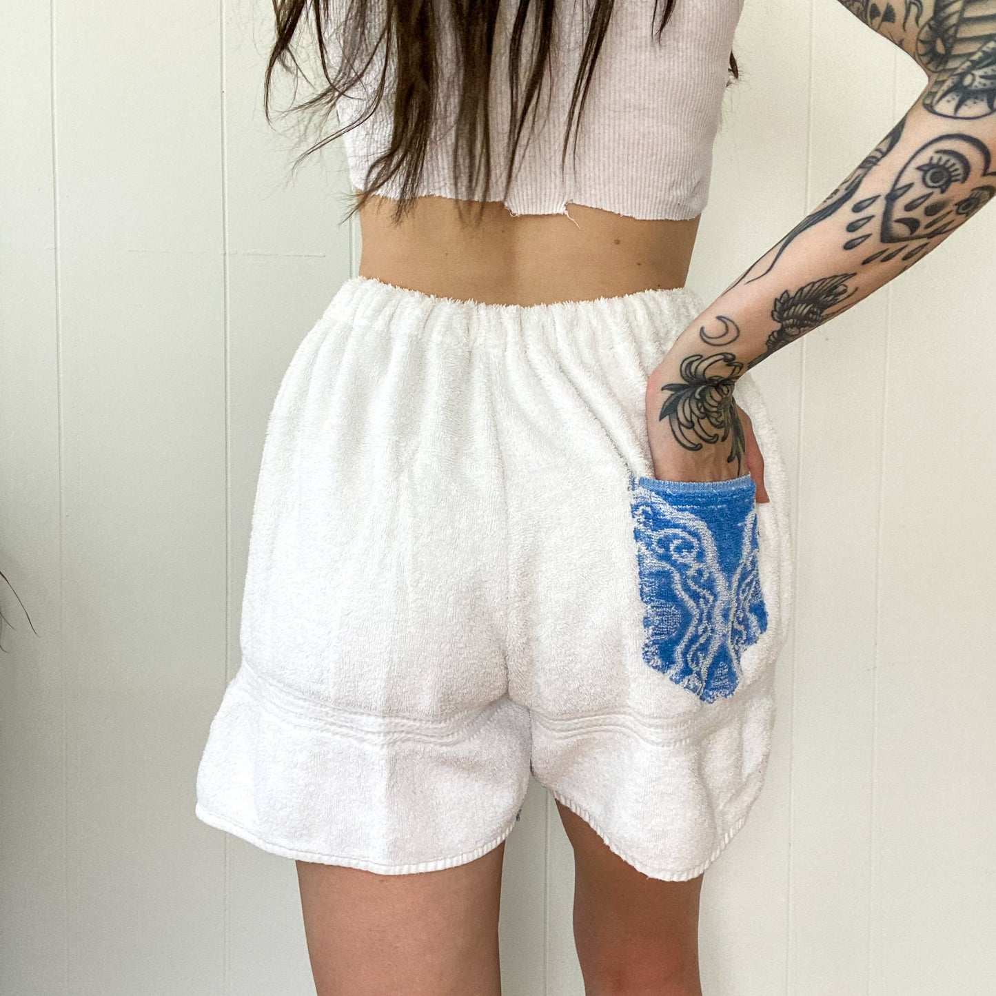 S/M Upcycled Vintage Towel Shorts