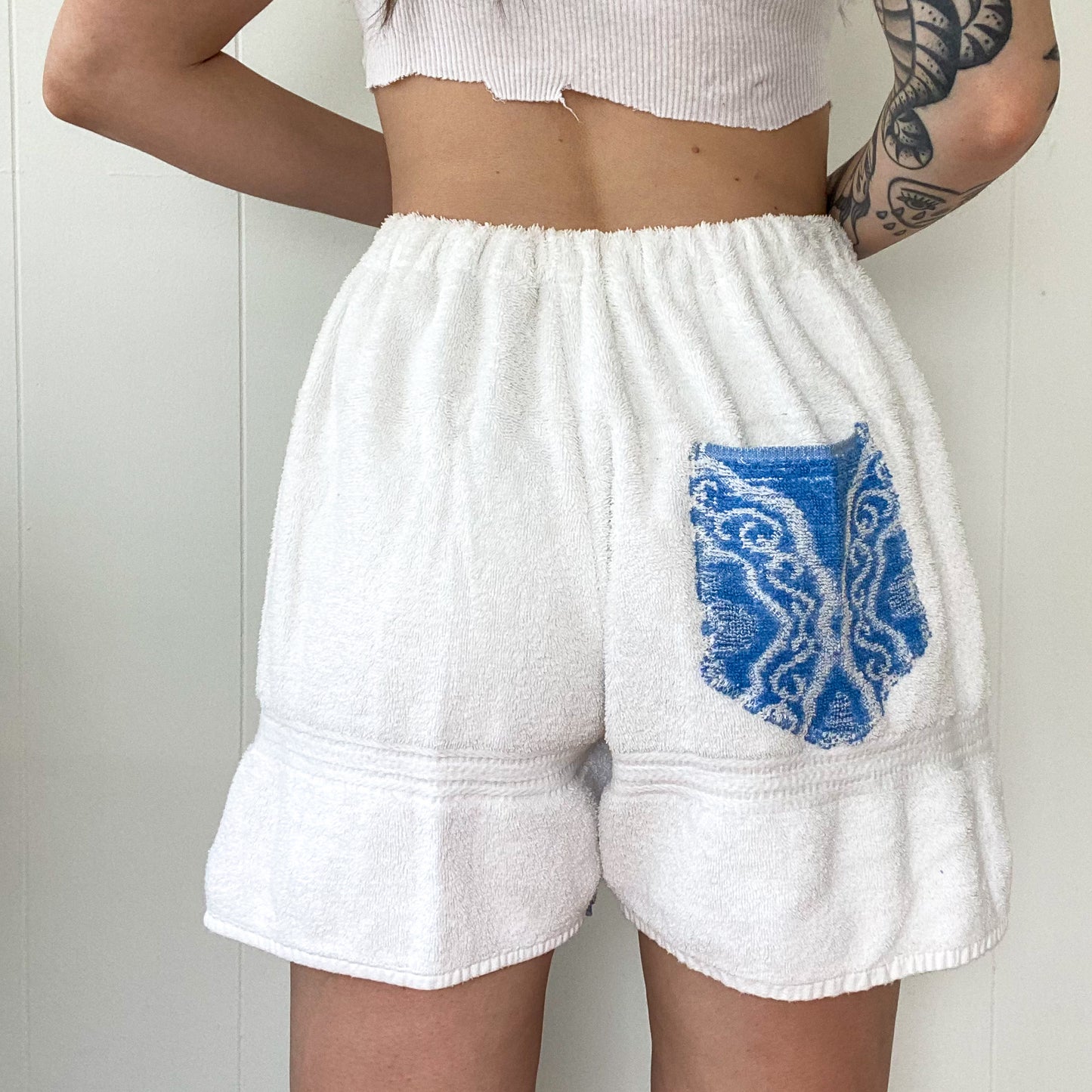 S/M Upcycled Vintage Towel Shorts