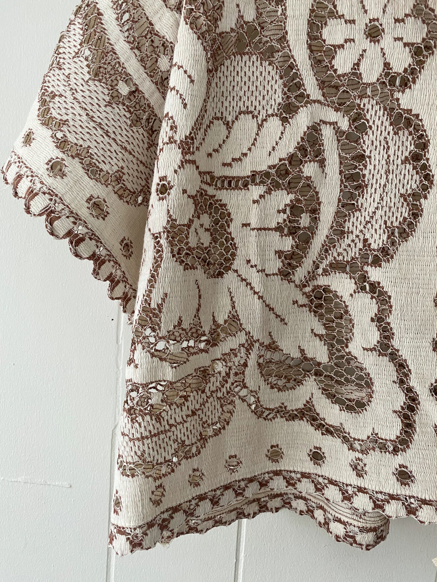 Upcycled Tie Front Lace Blouse