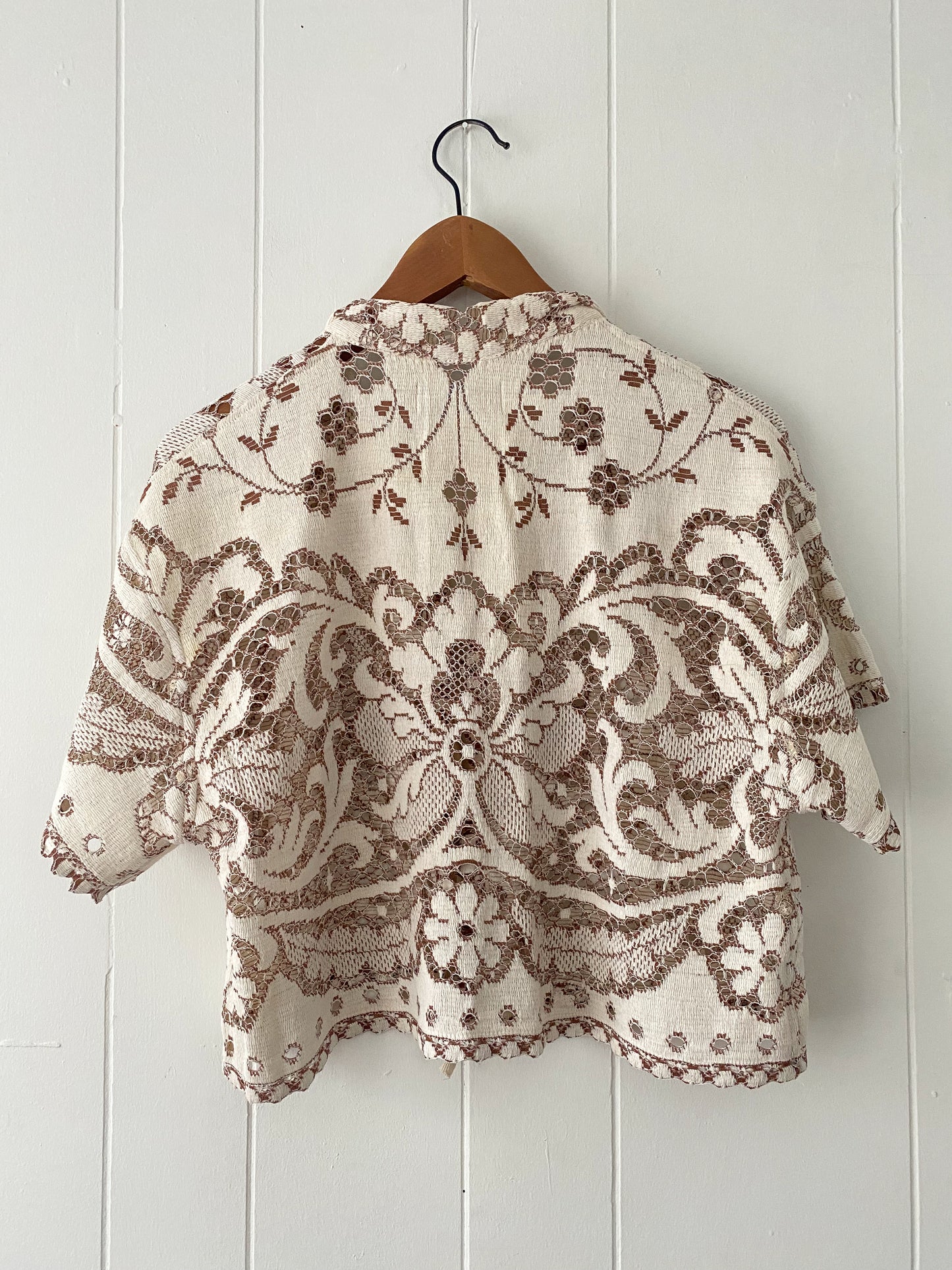 Upcycled Tie Front Lace Blouse