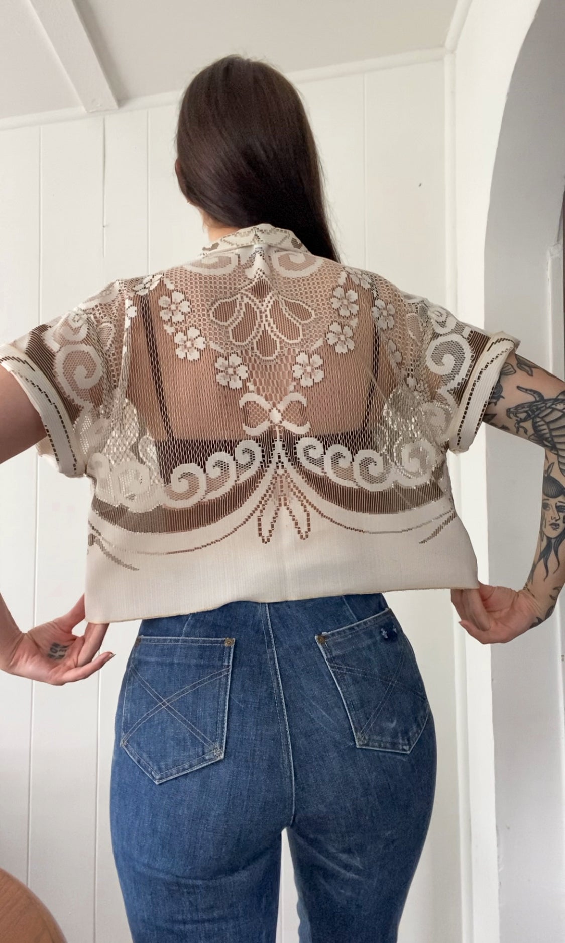 Upcycled Tie Front Blouse