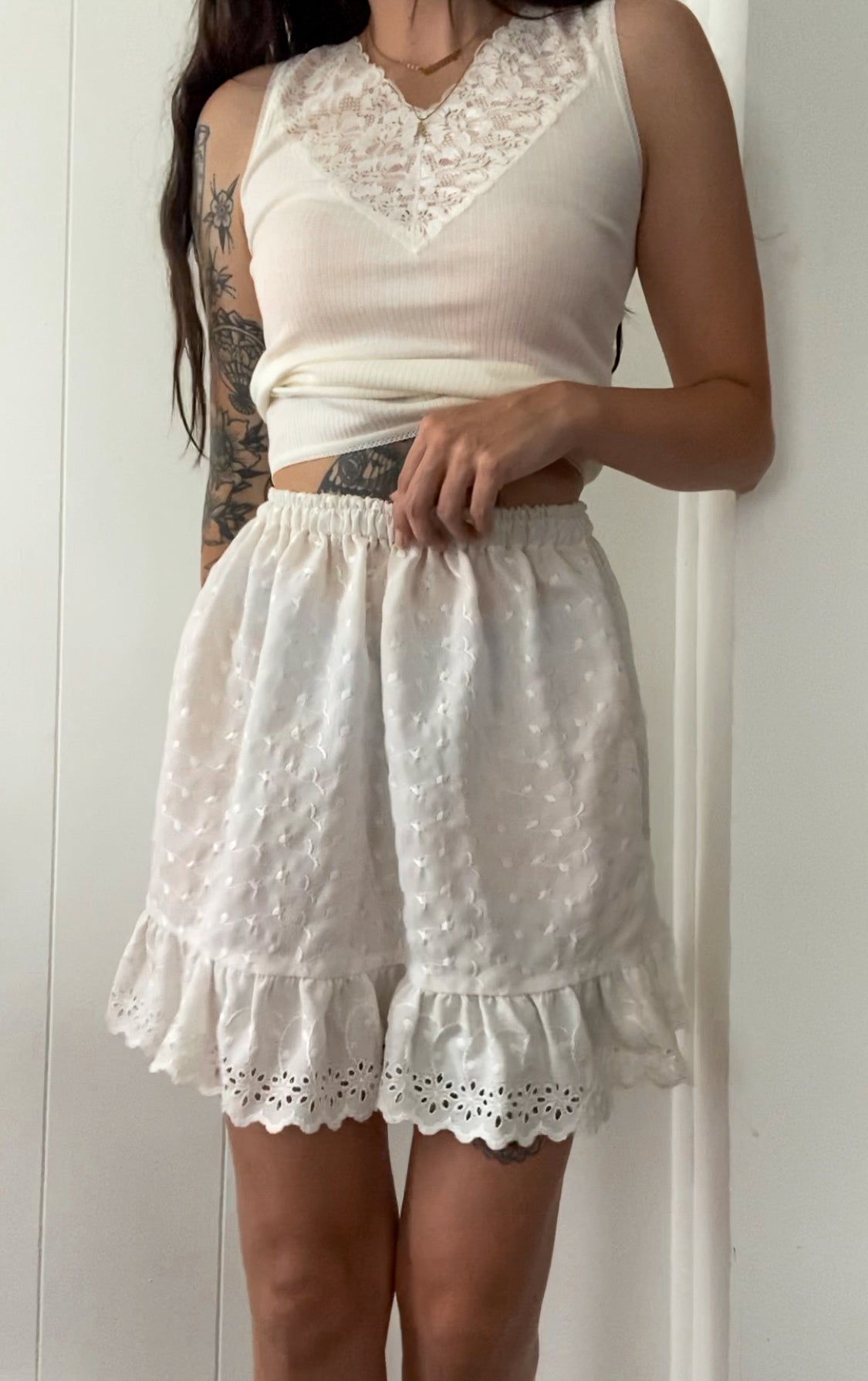 Upcycled Eyelet Lace Skirt