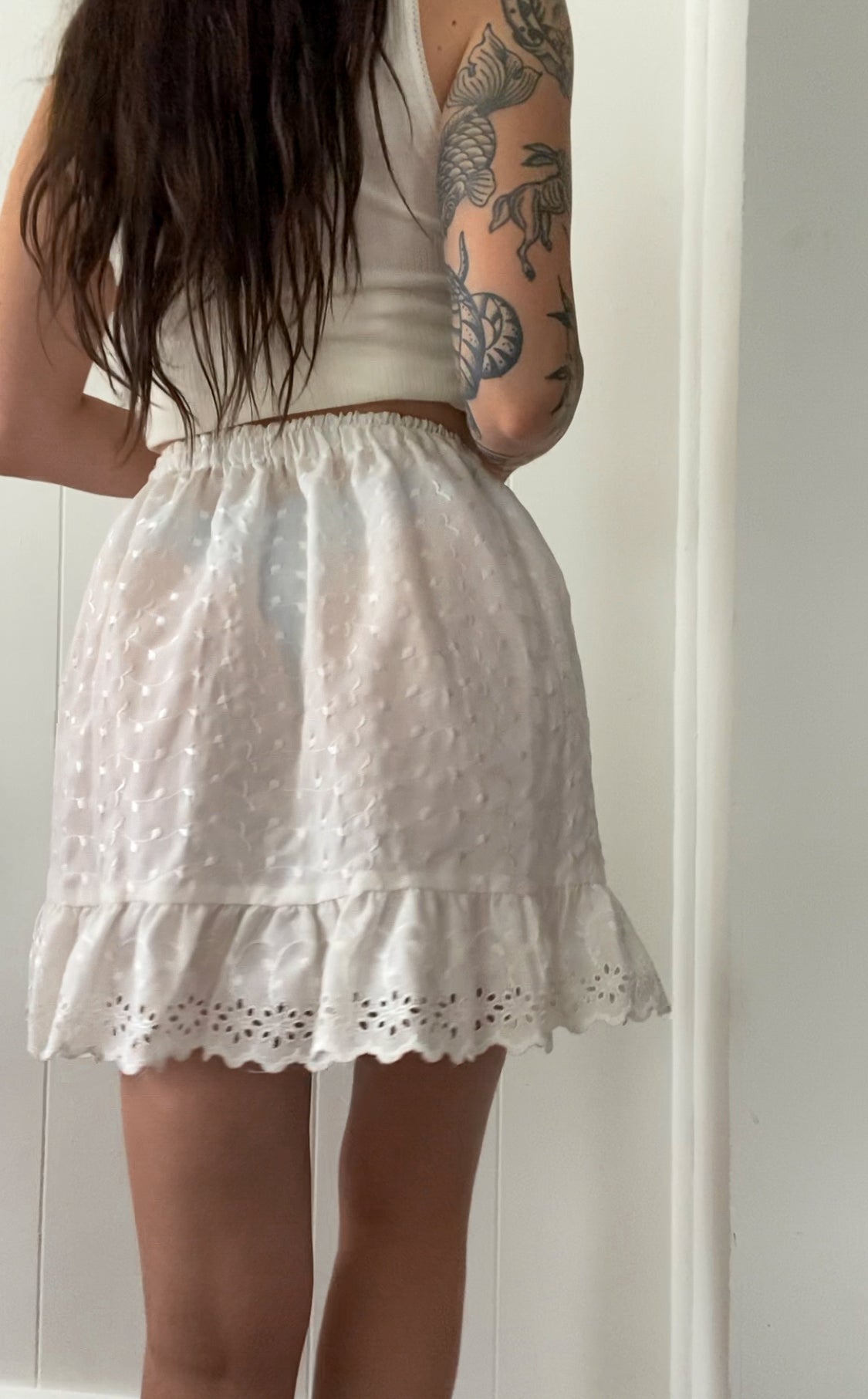 Upcycled Eyelet Lace Skirt