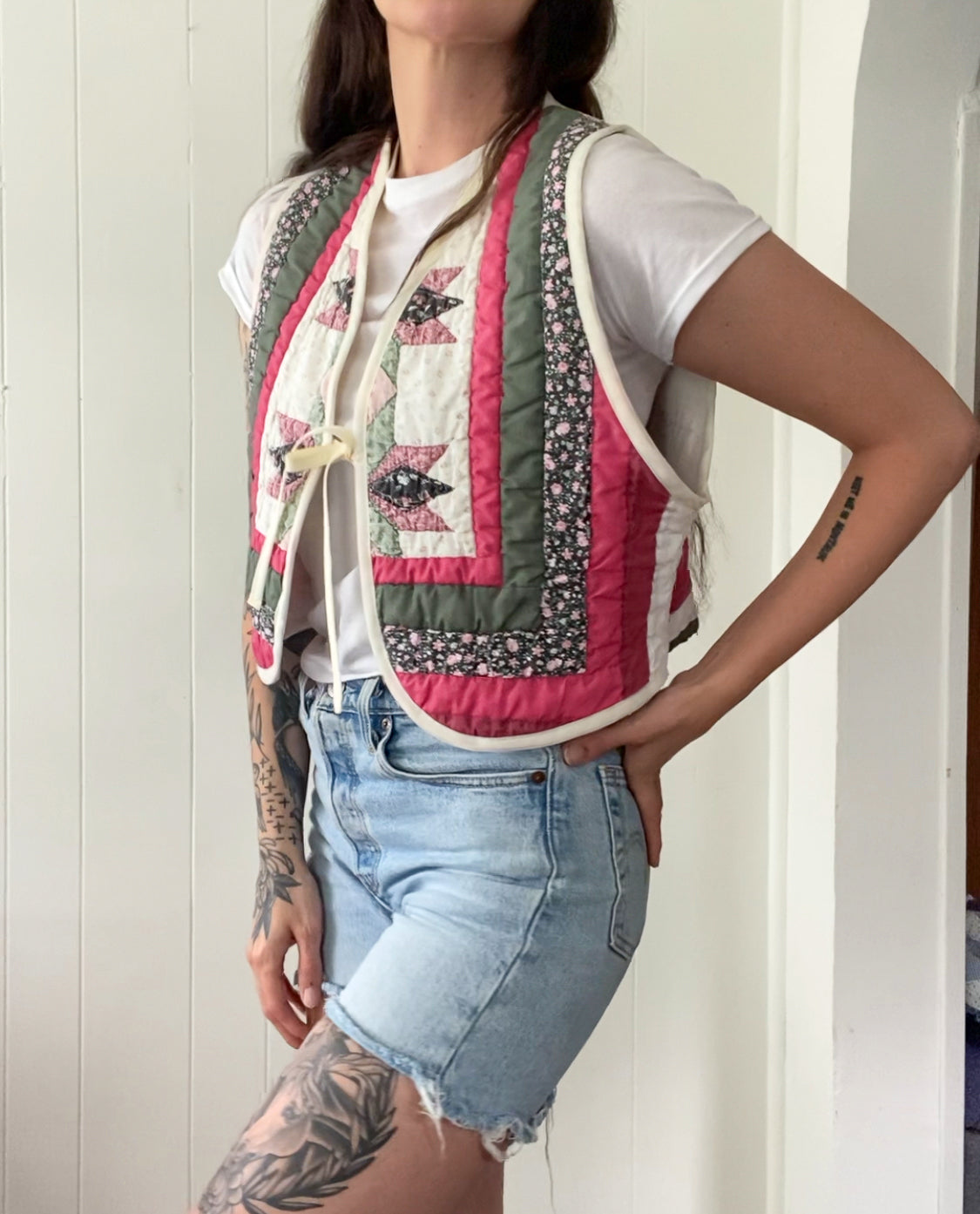 Upcycled Tie Front Quilt Vest