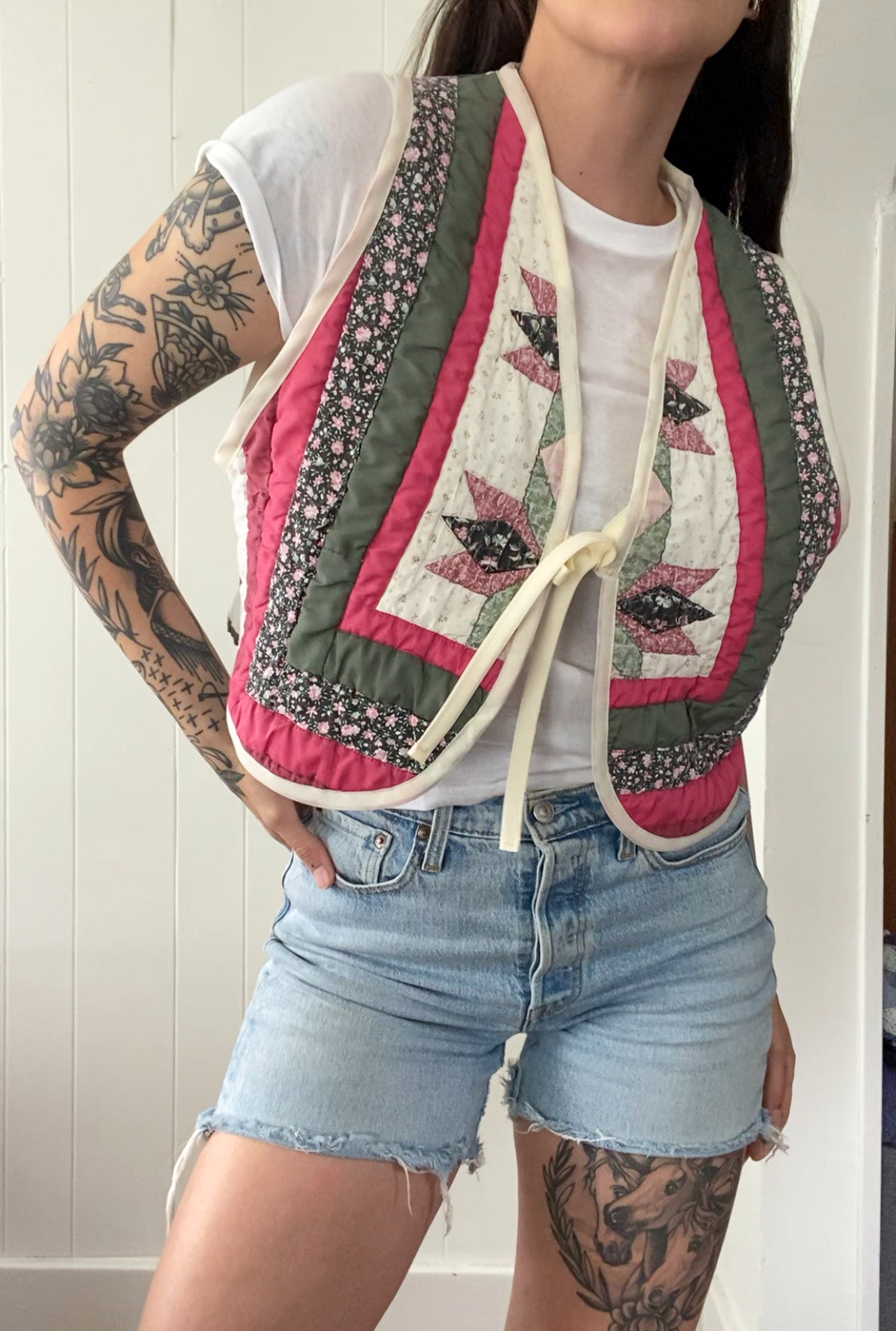 Upcycled Tie Front Quilt Vest