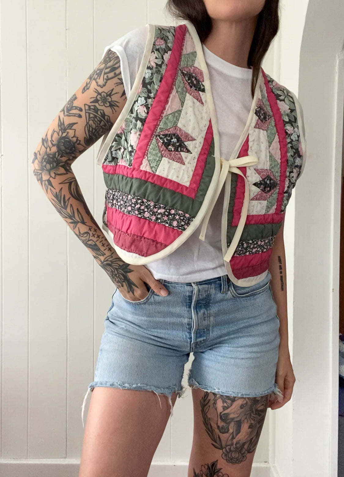 Upcycled Tie Front Quilt Vest
