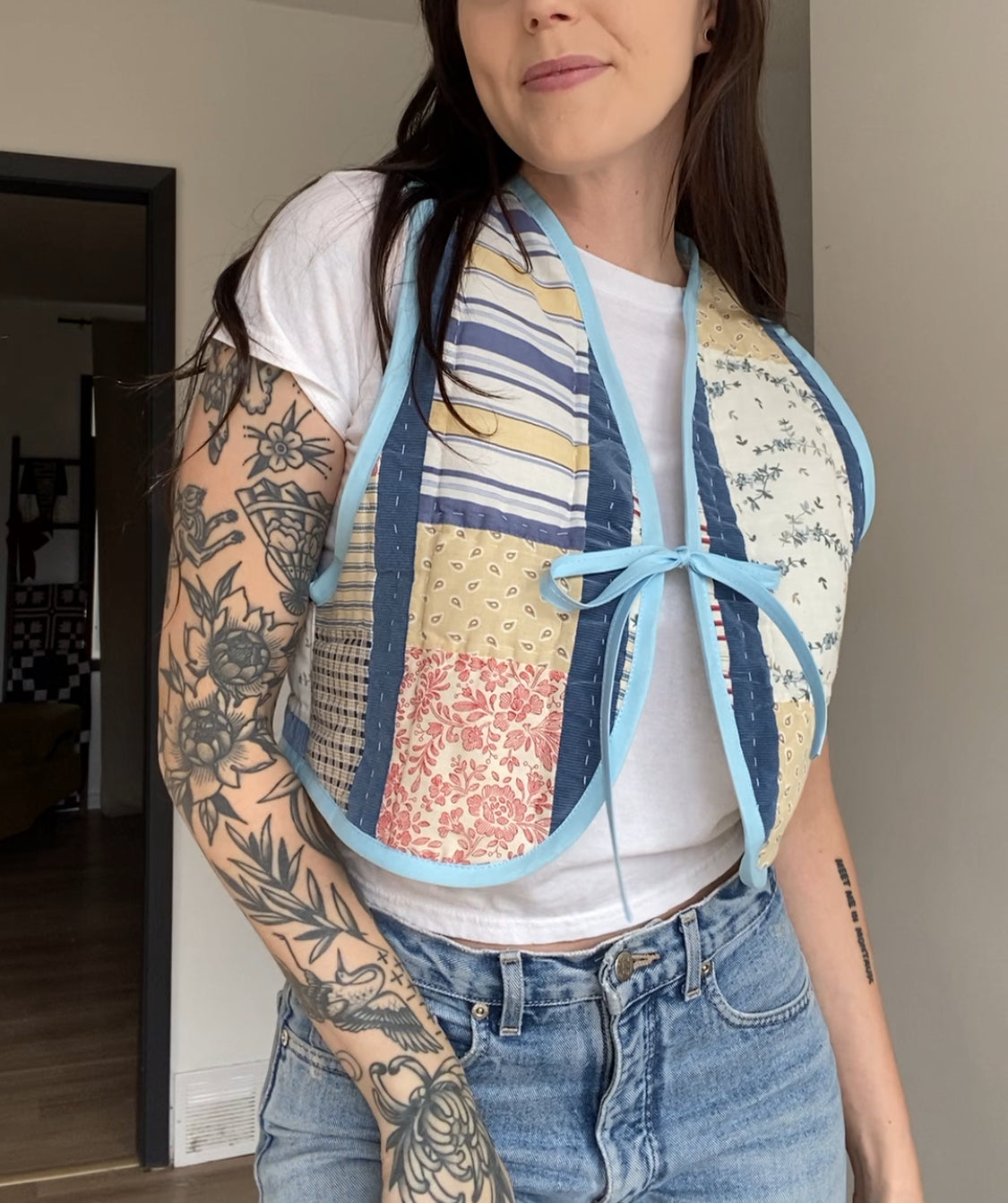 Upcycled Tie-front Quilt Vest