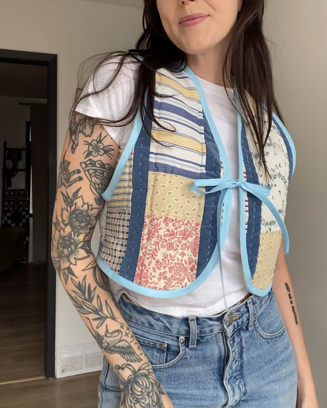 Upcycled Tie-front Quilt Vest
