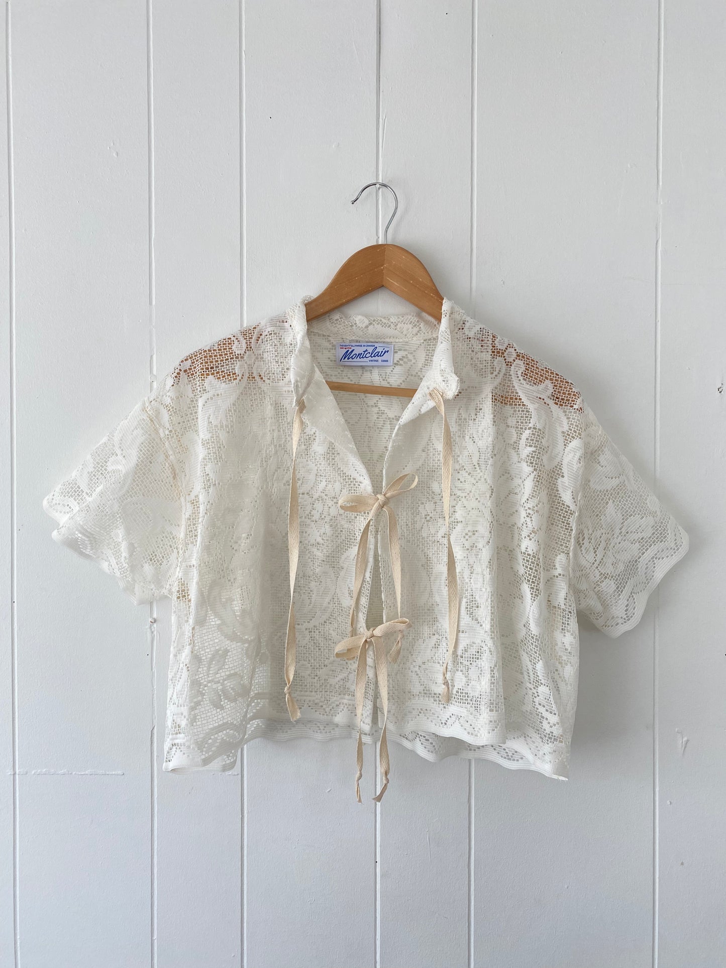 Upcycled Tie Front Lace Blouse