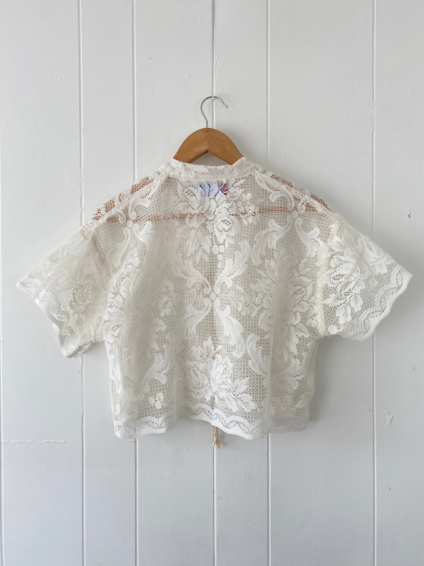 Upcycled Tie Front Lace Blouse