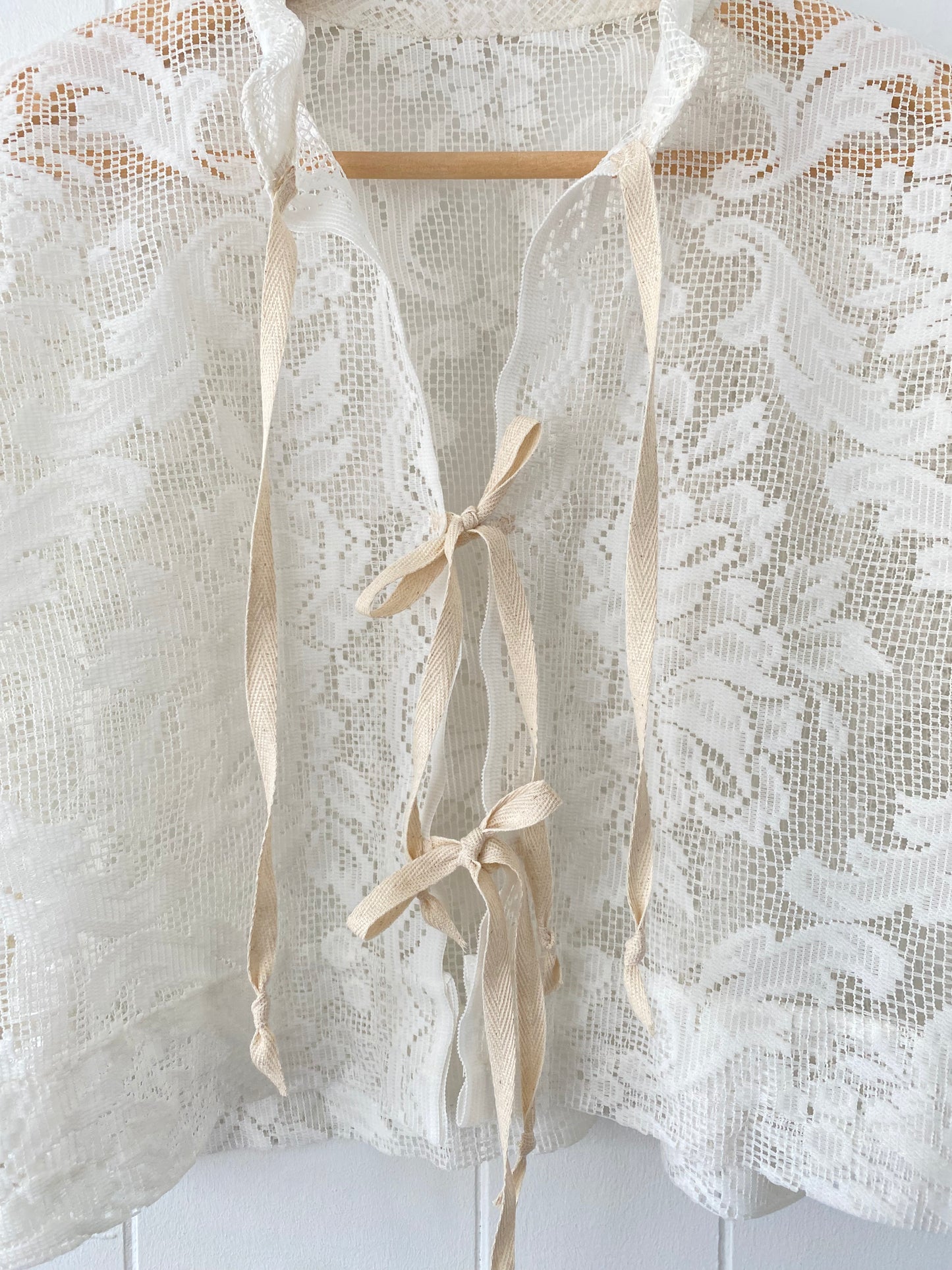 Upcycled Tie Front Lace Blouse