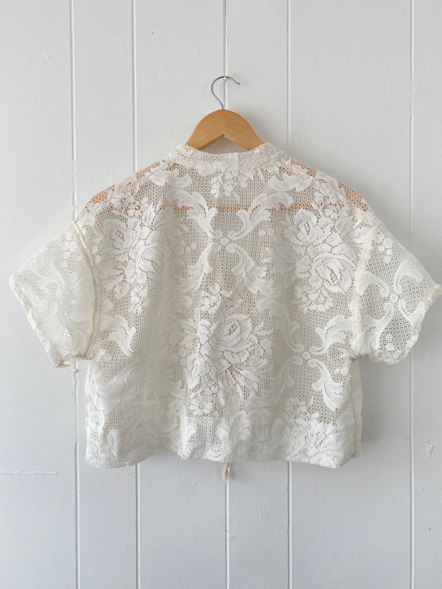 Upcycled Tie Front Lace Blouse