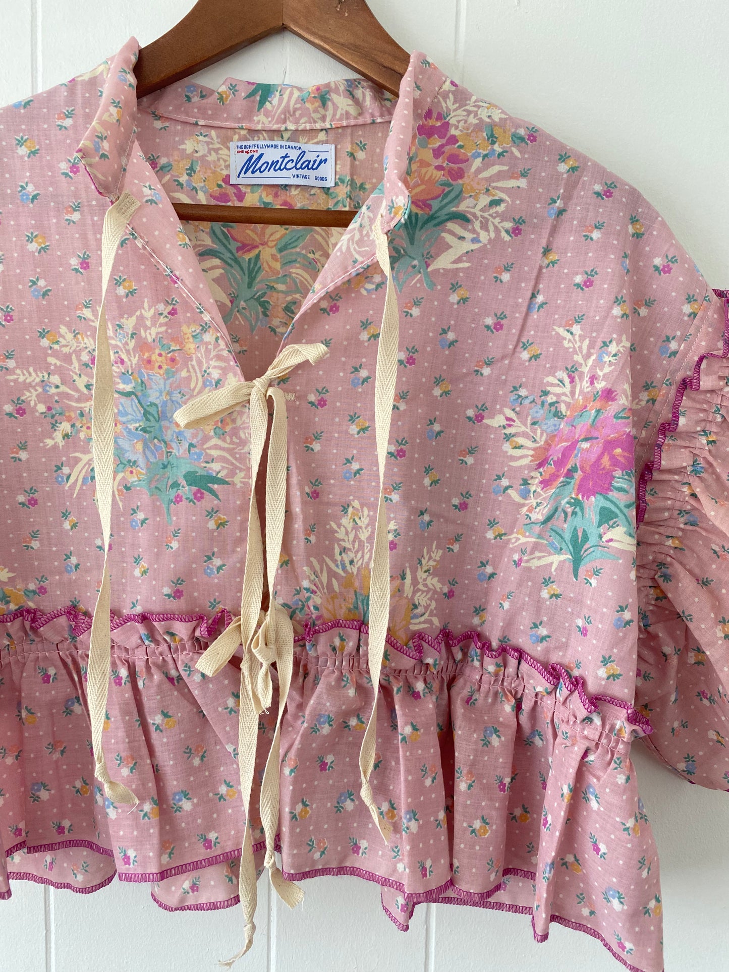 Upcycled Tie Front Blouse