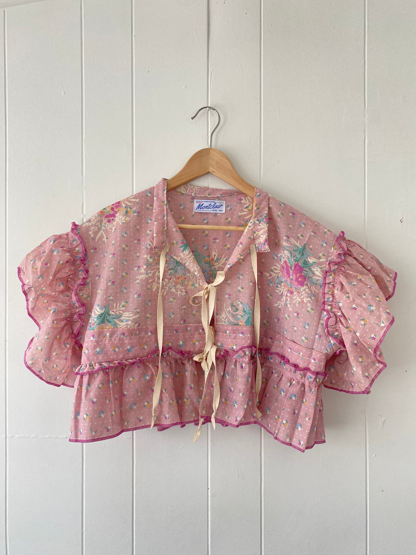 Upcycled Tie Front Blouse