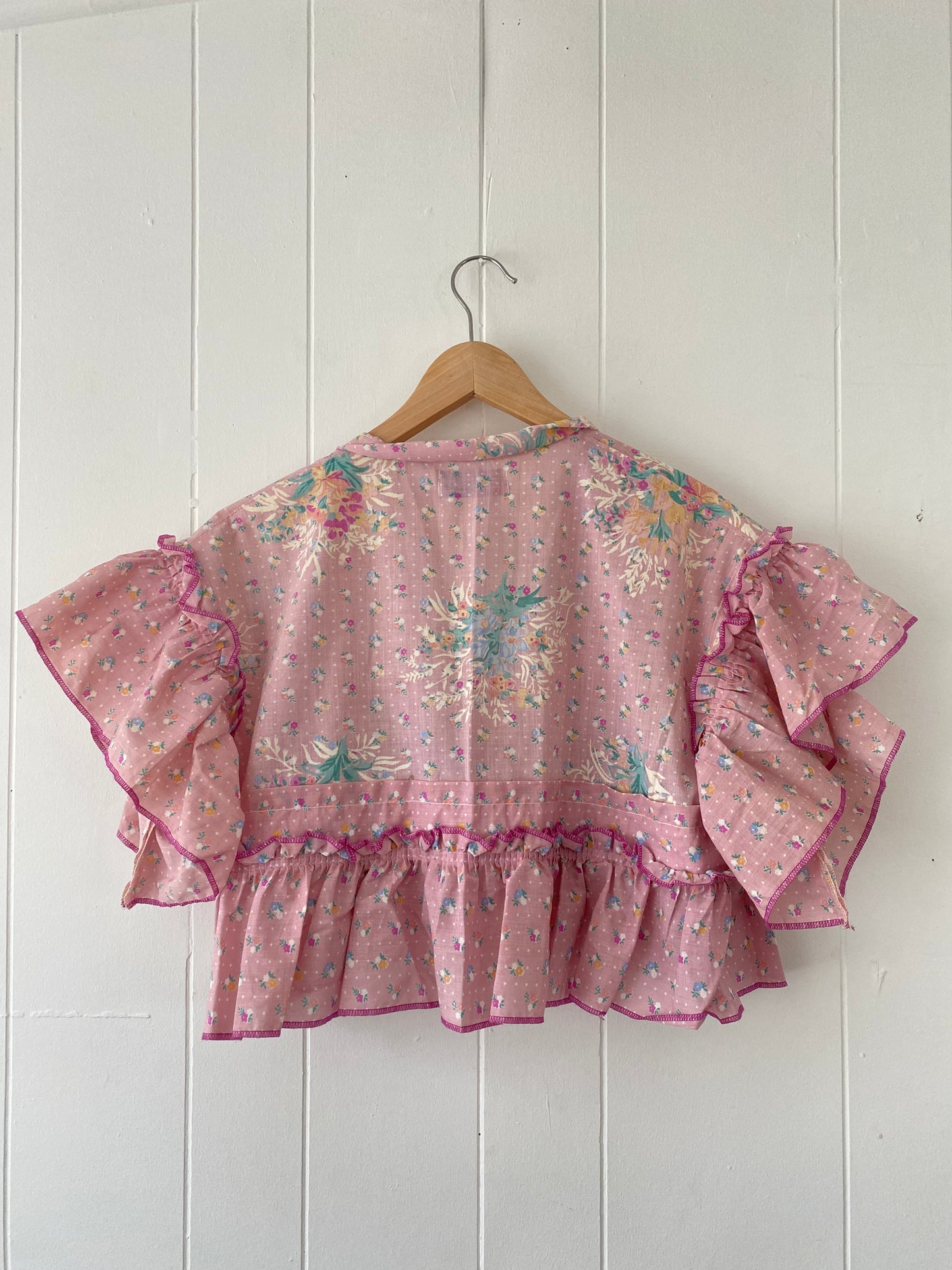 Upcycled Tie Front Blouse