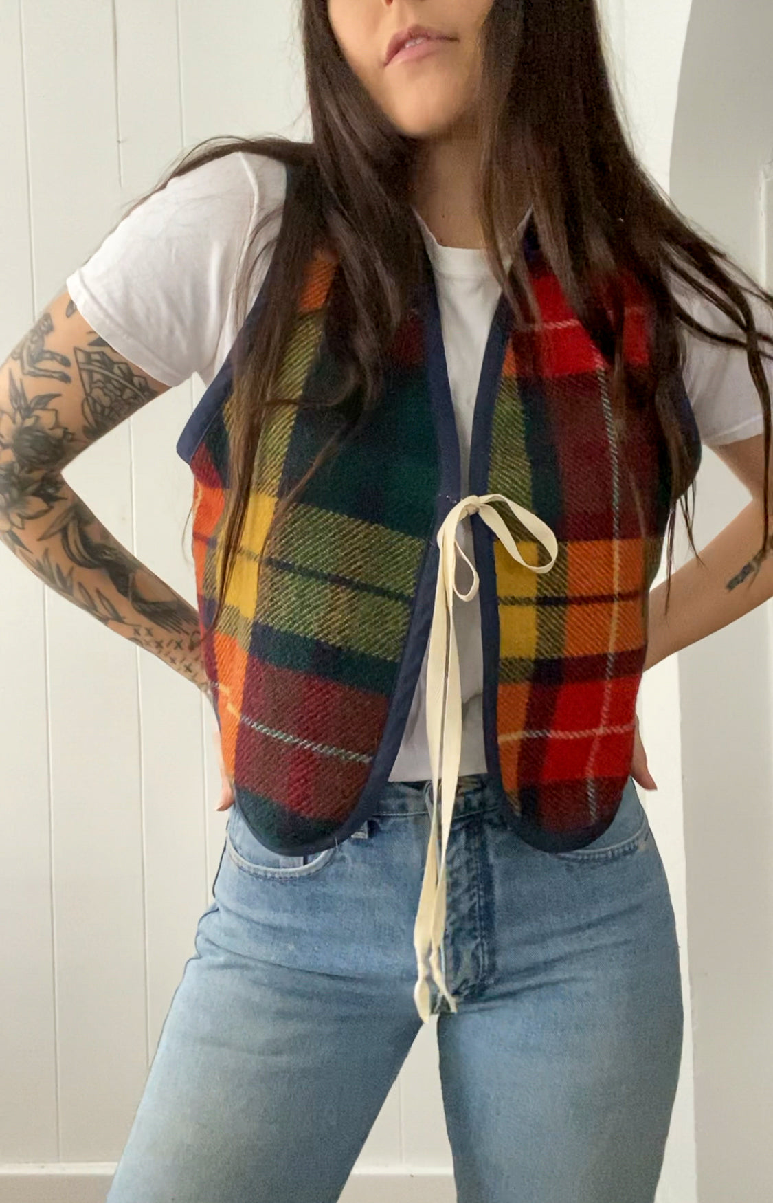 Upcycled Vintage Plaid Wool Vest