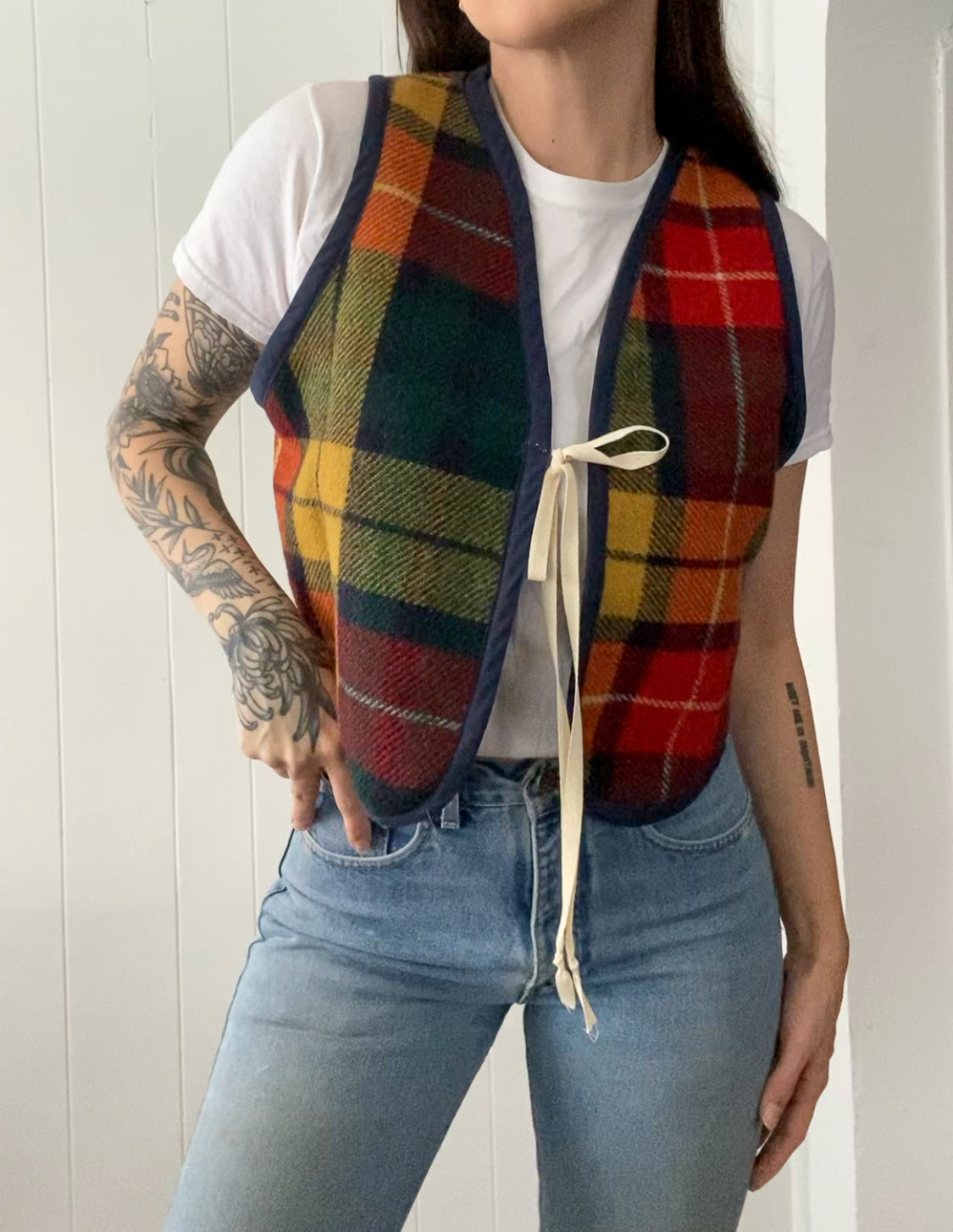 Upcycled Vintage Plaid Wool Vest