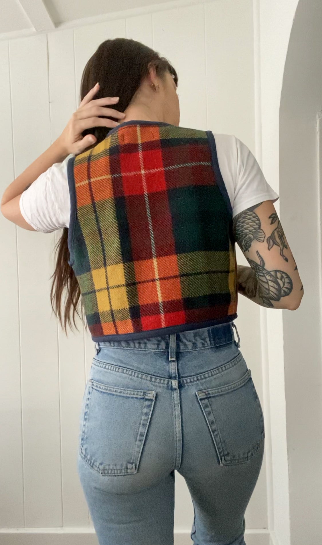 Upcycled Vintage Plaid Wool Vest