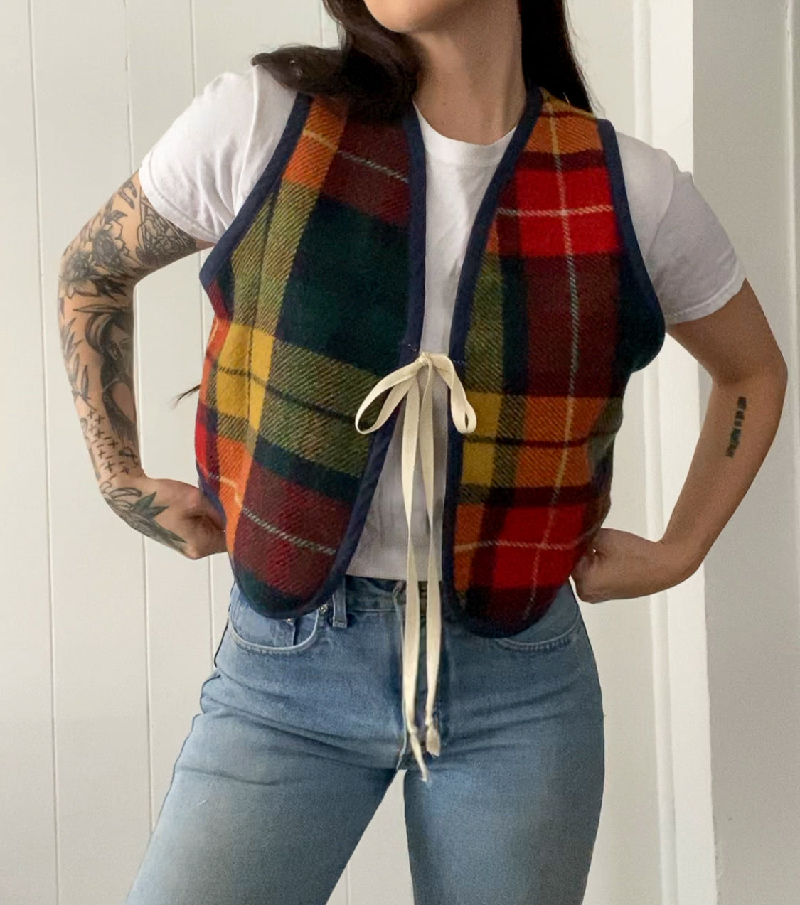 Upcycled Vintage Plaid Wool Vest