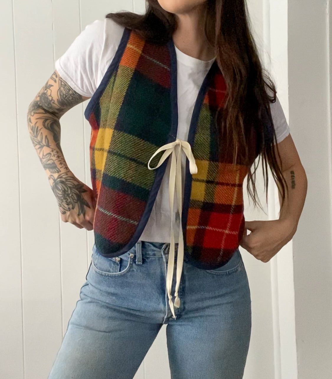 Upcycled Vintage Plaid Wool Vest