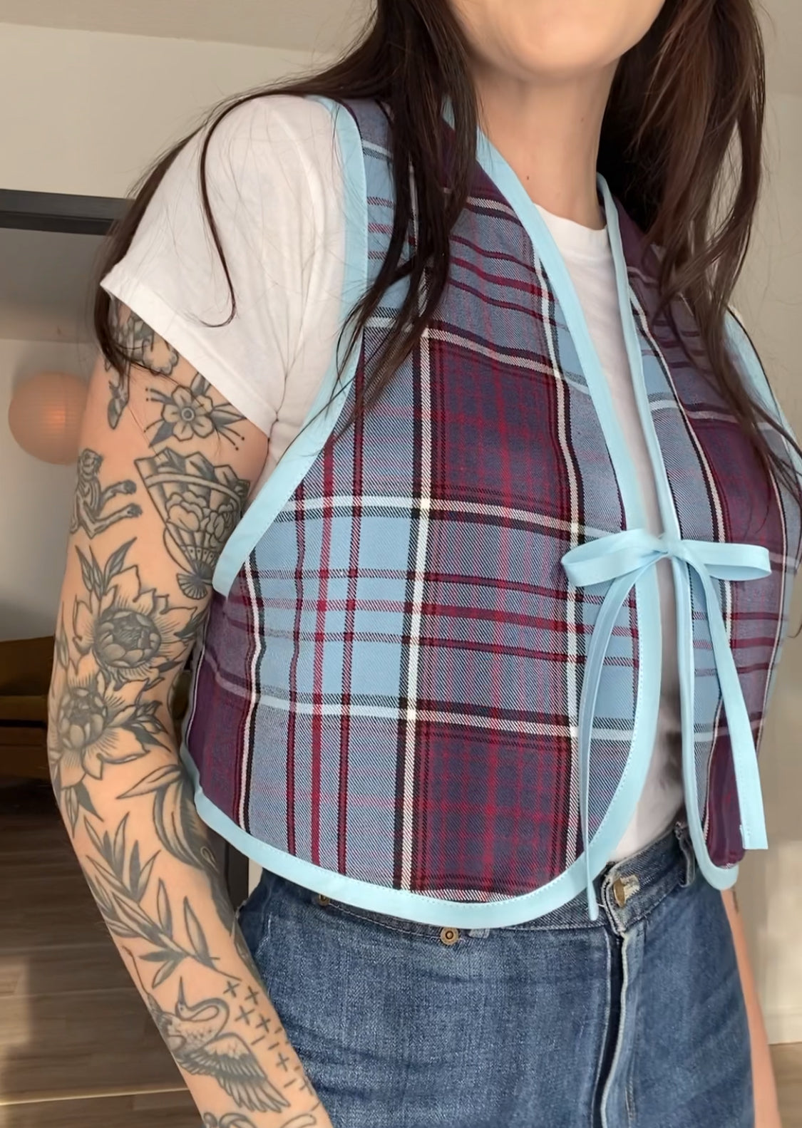 Upcycled Tie-Front Vest