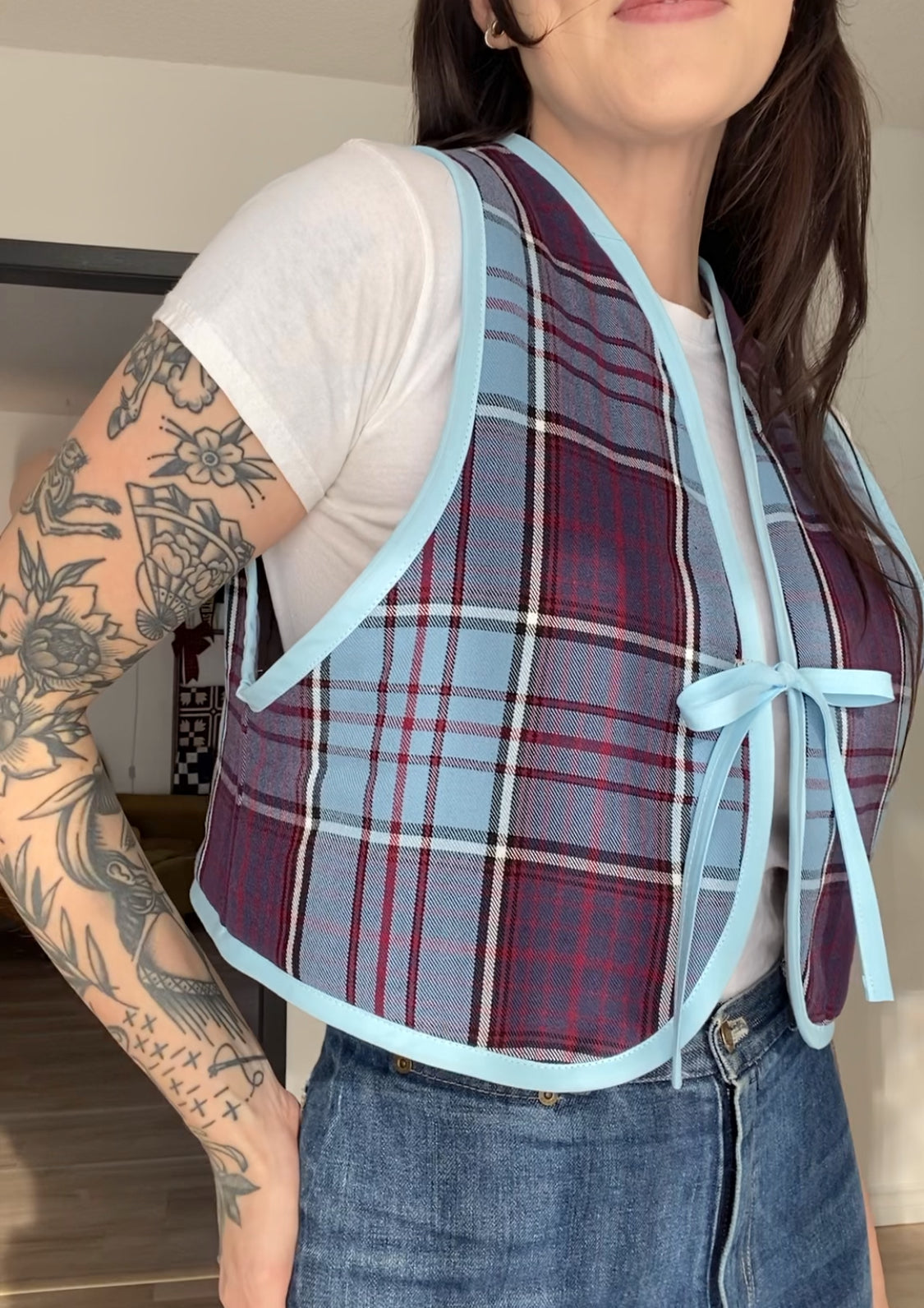 Upcycled Tie-Front Vest