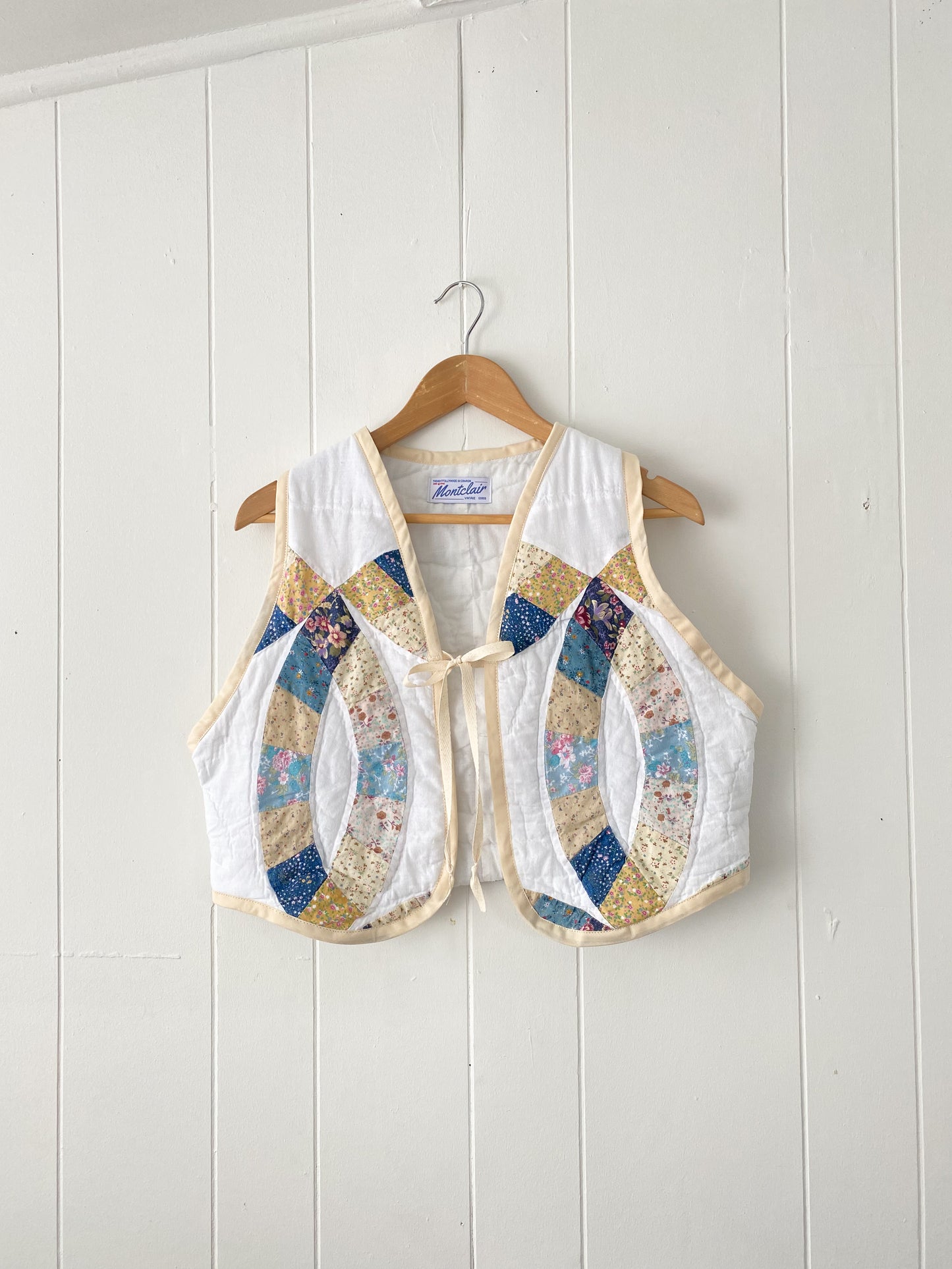 (XS/S) Upcycled Tie Front Quilt Vest